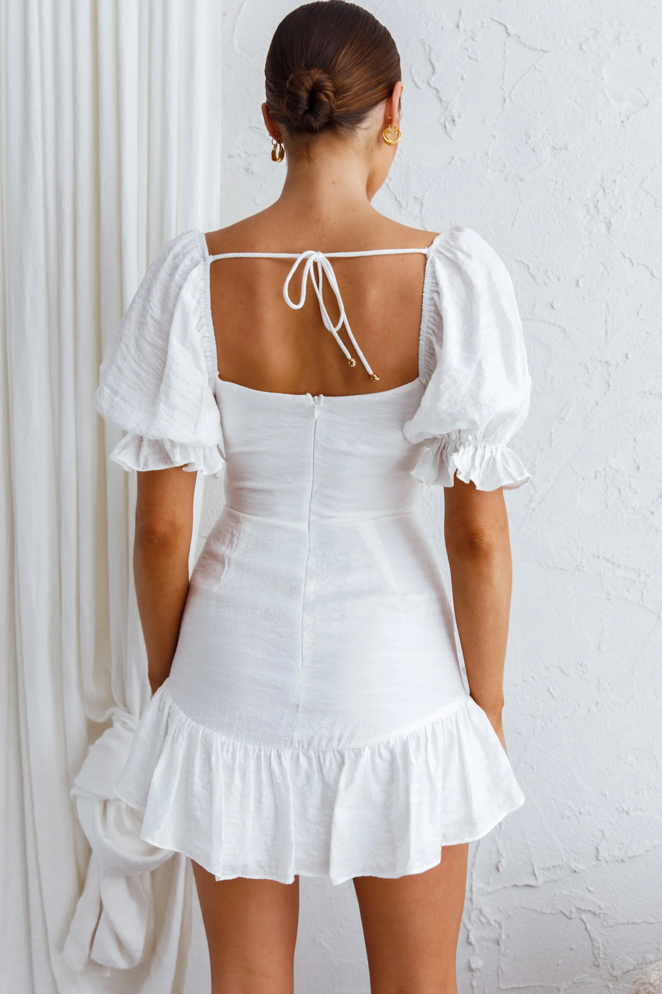 Light Catcher Sweetheart Neckline Frill Dress White - Image 2