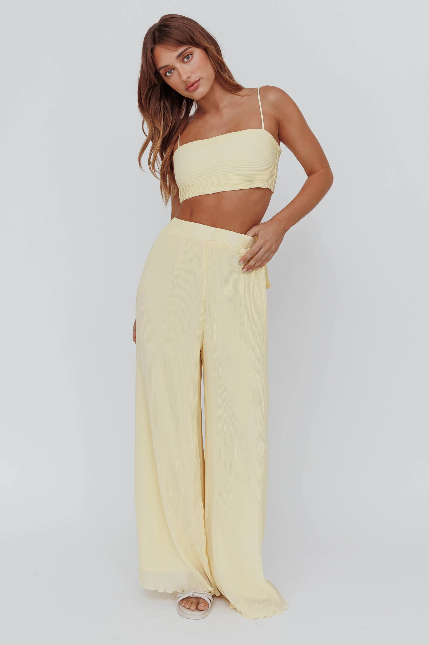 Light Energy Accordion Pleat Pants Lemon - Image 4