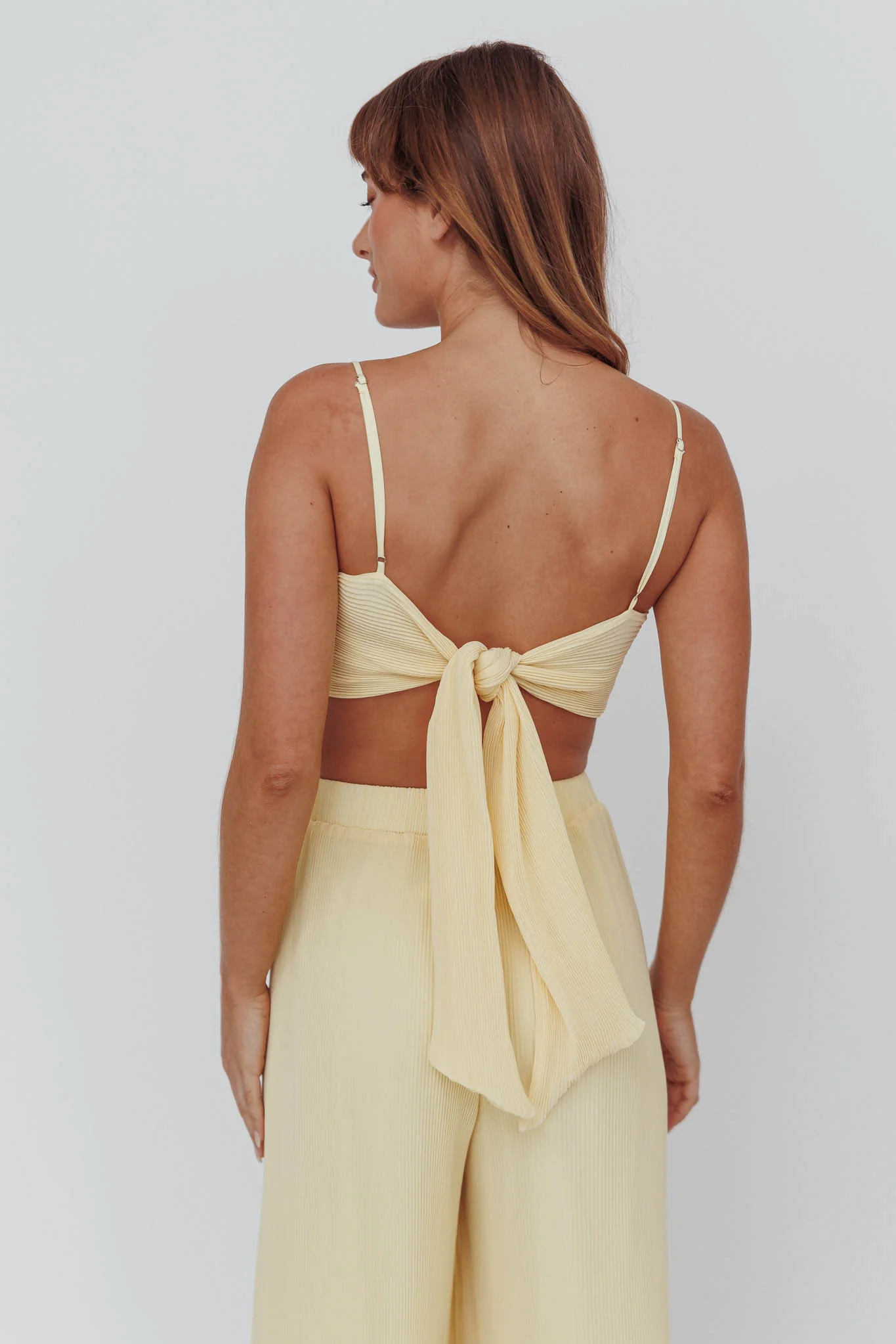 Light Energy Tie Back Crop Top Lemon - Image 2