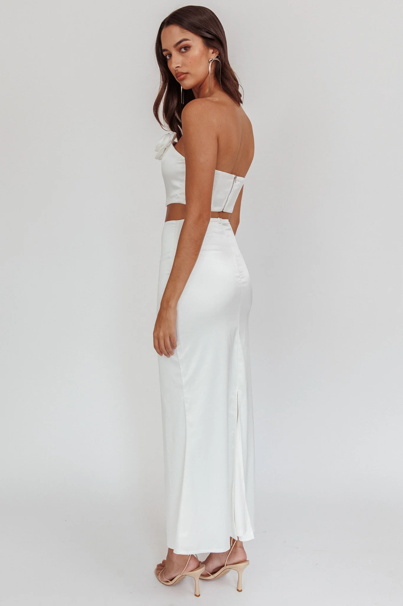 Like A Dove Satin Maxi Skirt Oyster - Image 3