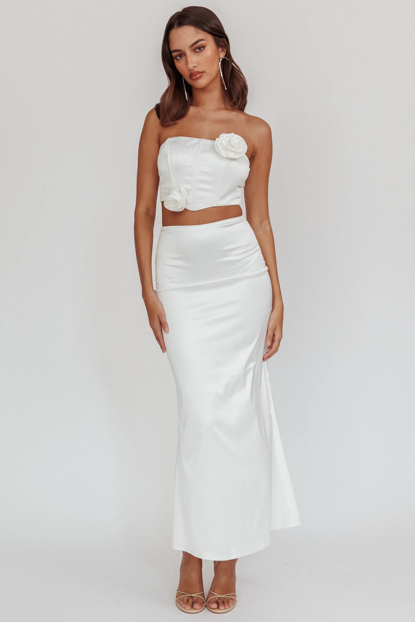 Like A Dove Satin Maxi Skirt Oyster - Image 4