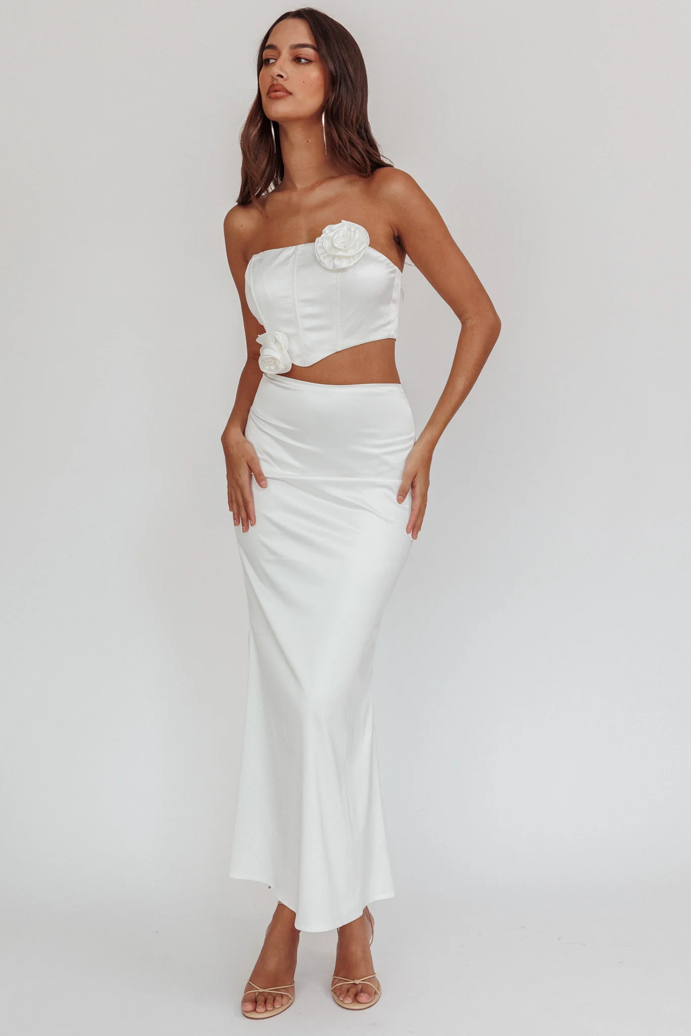Like A Dove Satin Maxi Skirt Oyster - Image 5