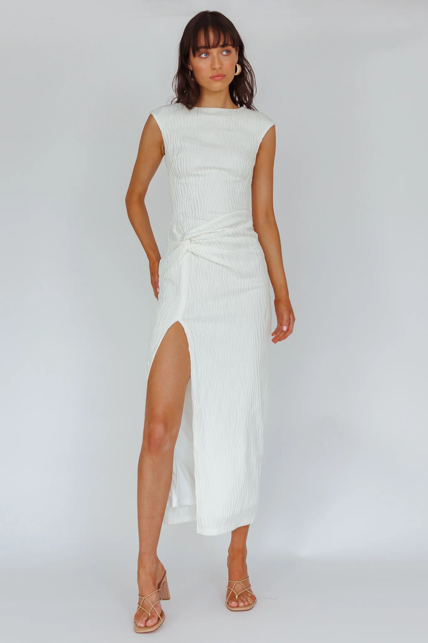 Like A Movie Cap Sleeve Midi Dress Cream - Image 4