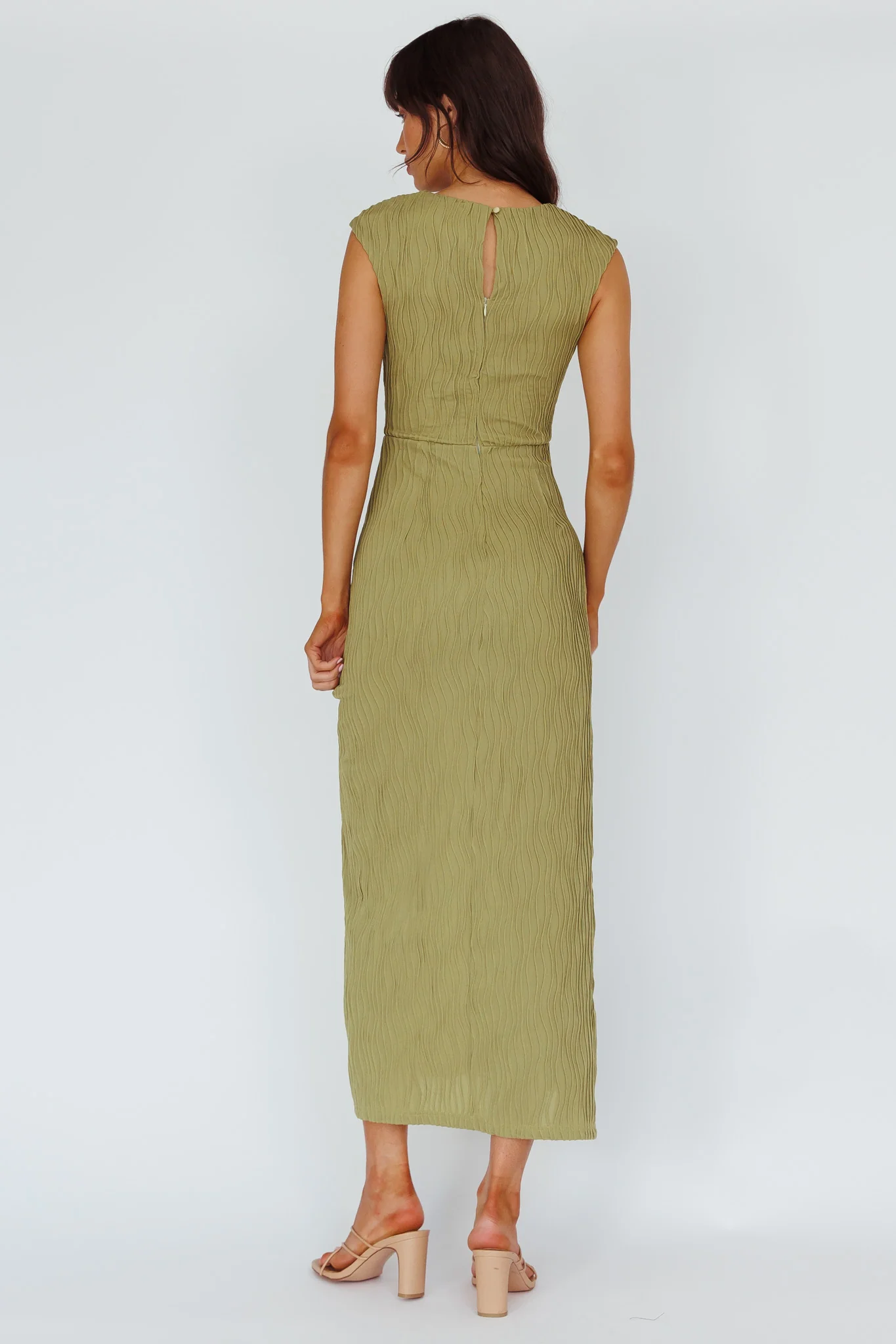 Like A Movie Cap Sleeve Midi Dress Olive - Image 2