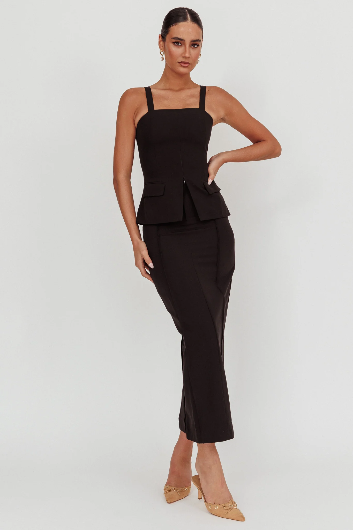 Like I Do Front Zip Sleeveless Top Black - Image 3