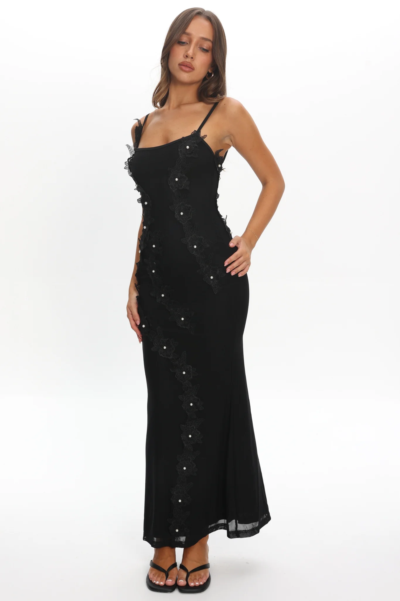 Like I'm Dreaming Floral Pearl Maxi Dress Black - Image 2