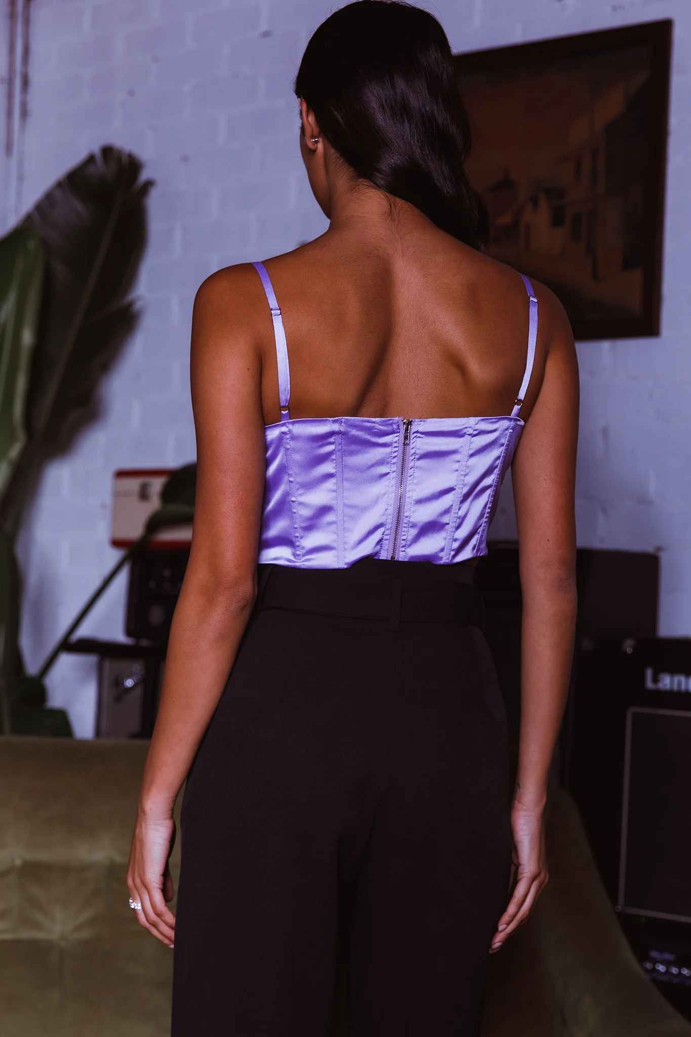 Lila Cowl Neck Corset Top Lilac - Image 6