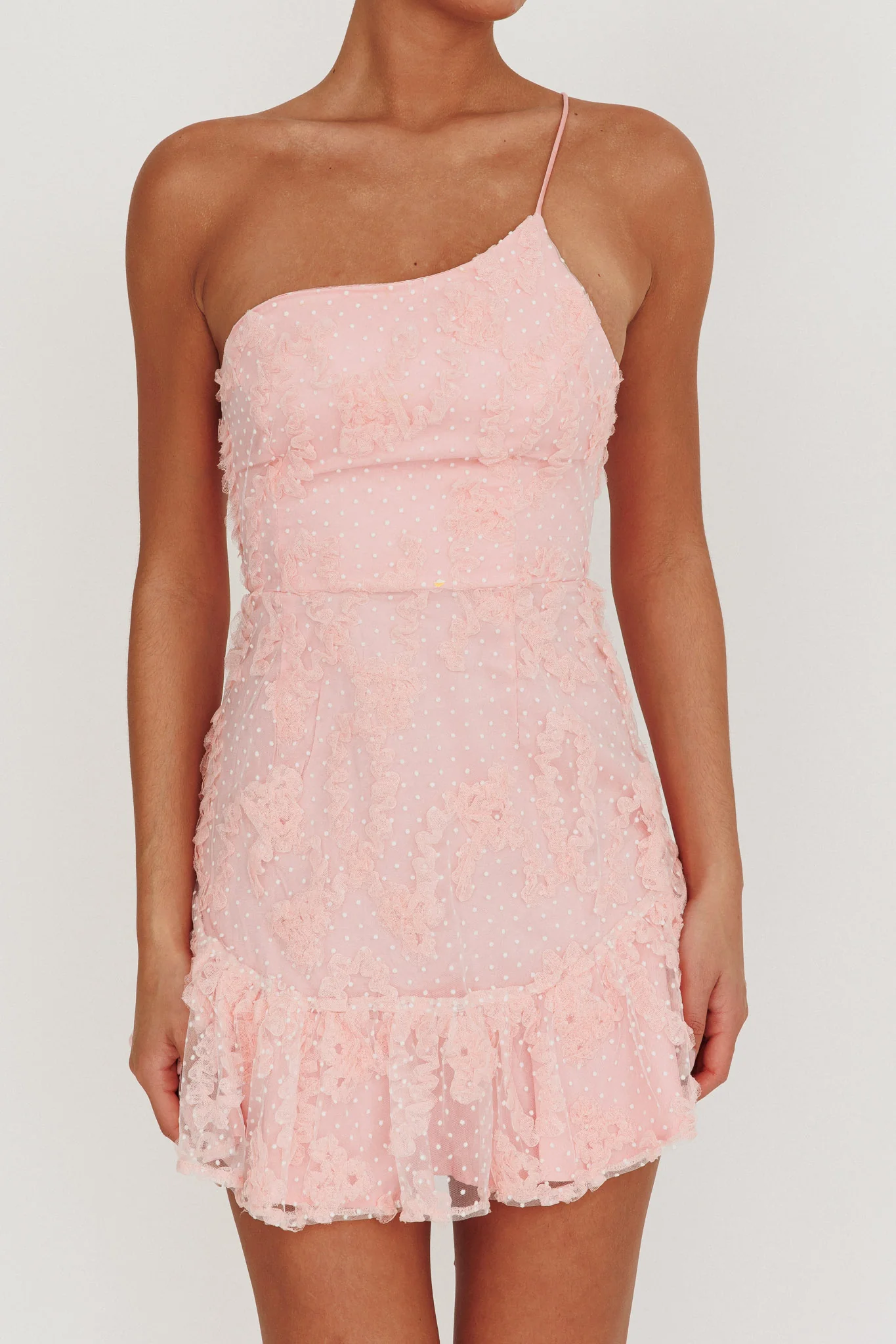 Lilah One Shoulder Embellished Dress Blush - Image 3