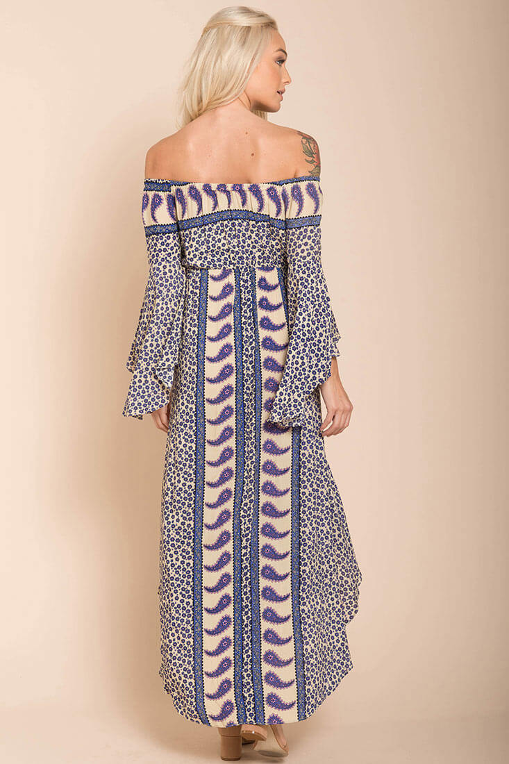 Lilia Tube Maxi Dress Beige Purple - Image 4