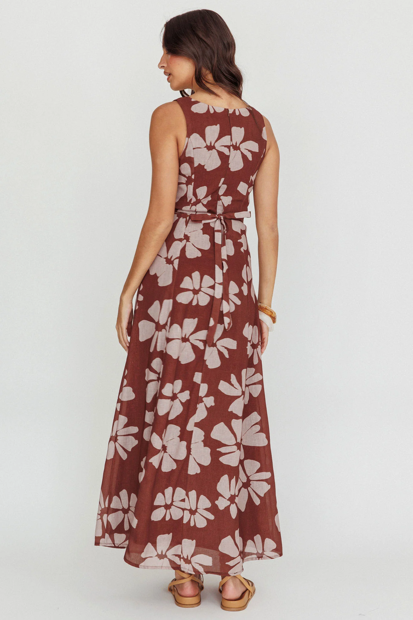 Lillia Floral A-Line Maxi Dress Brown - Image 2