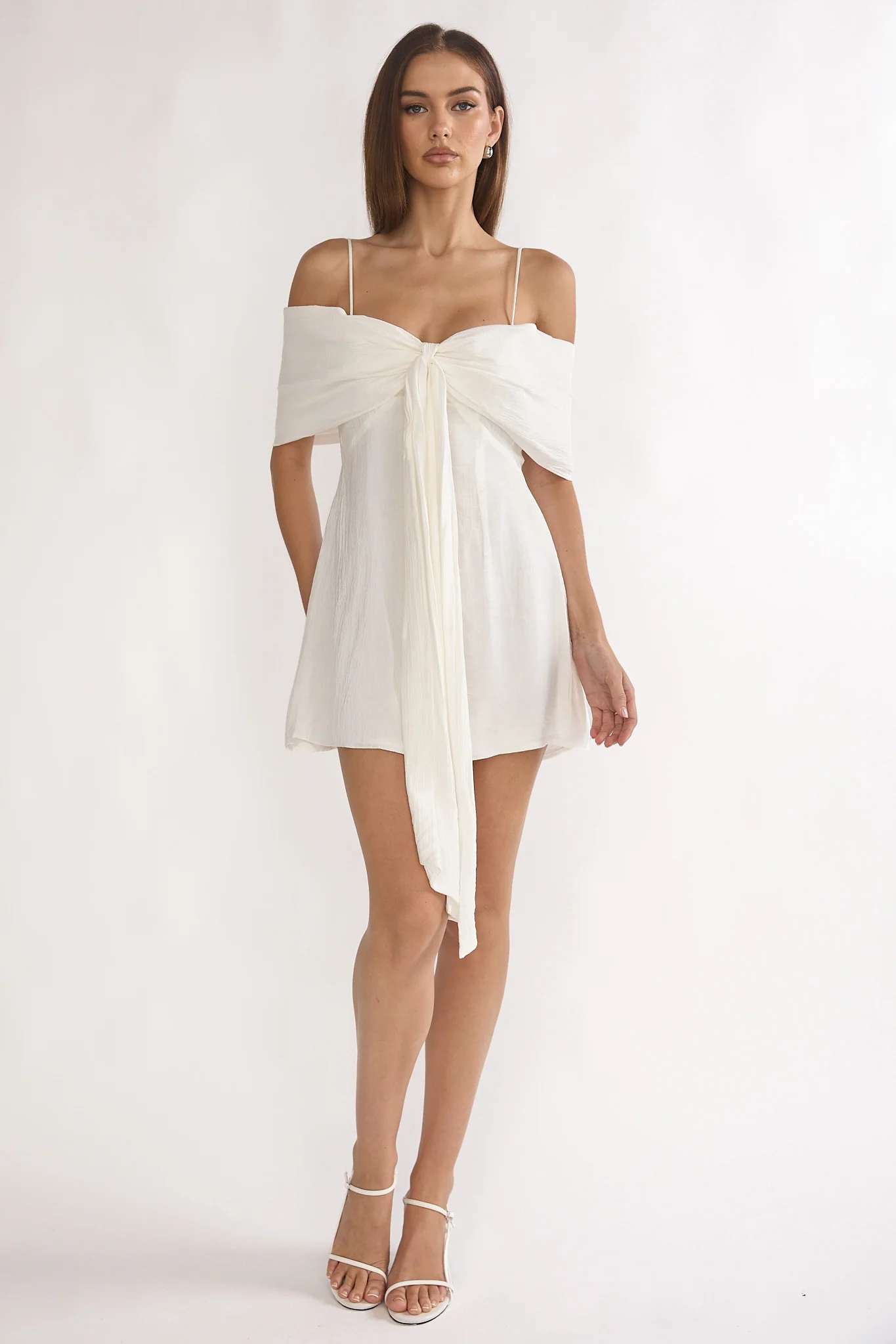 Lillibet Bow Tied Bust Mini Dress White - Image 4