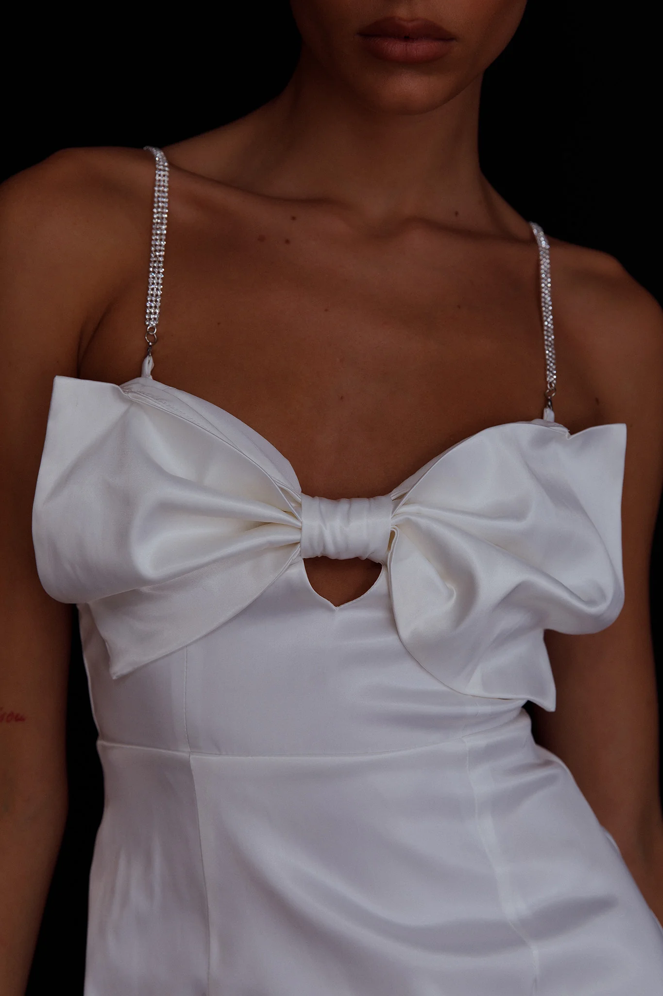 Lilly Bow Diamante Mini Dress White - Image 2
