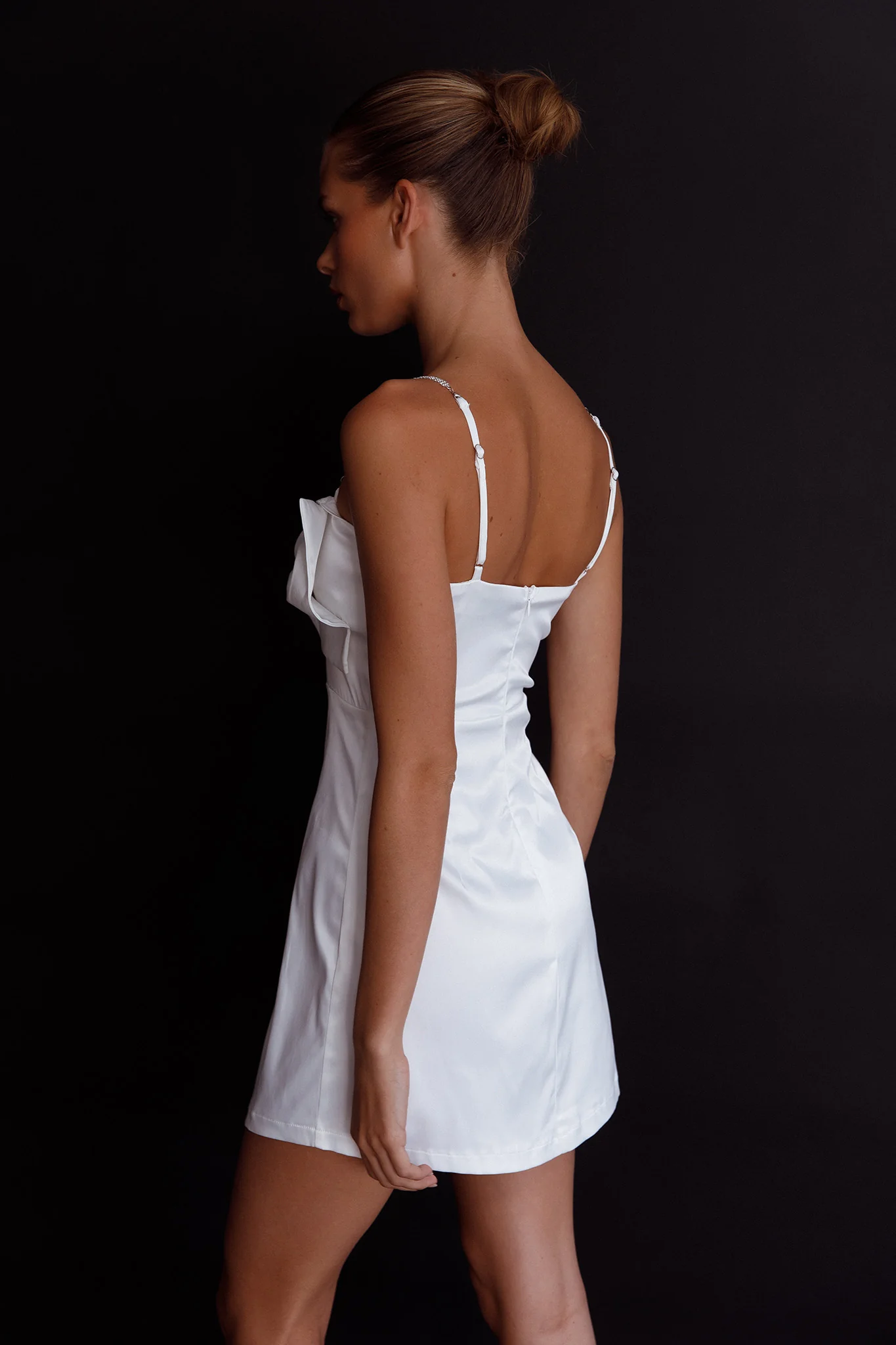Lilly Bow Diamante Mini Dress White - Image 3