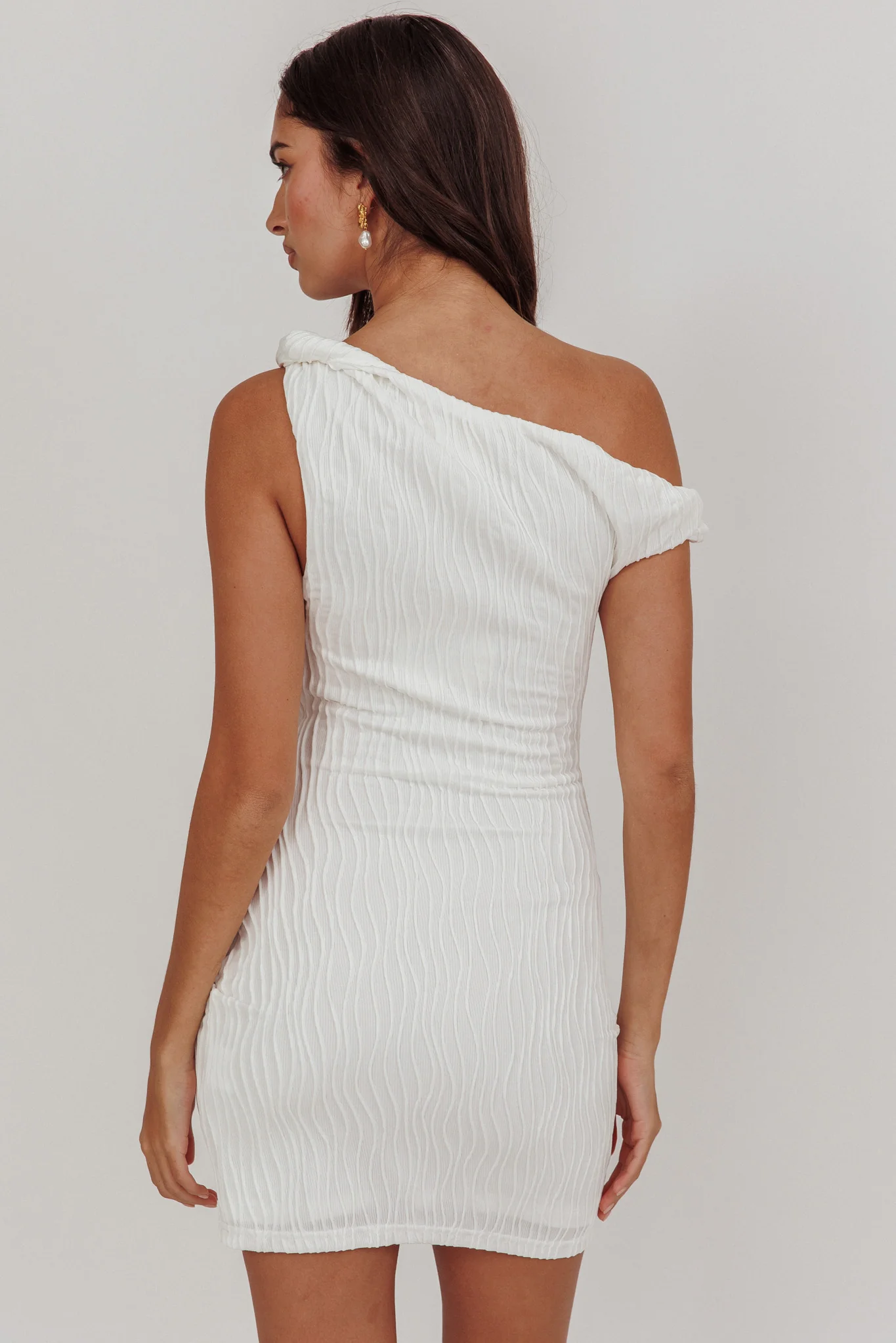 Lingering Love One-Shoulder Mini Dress White - Image 2