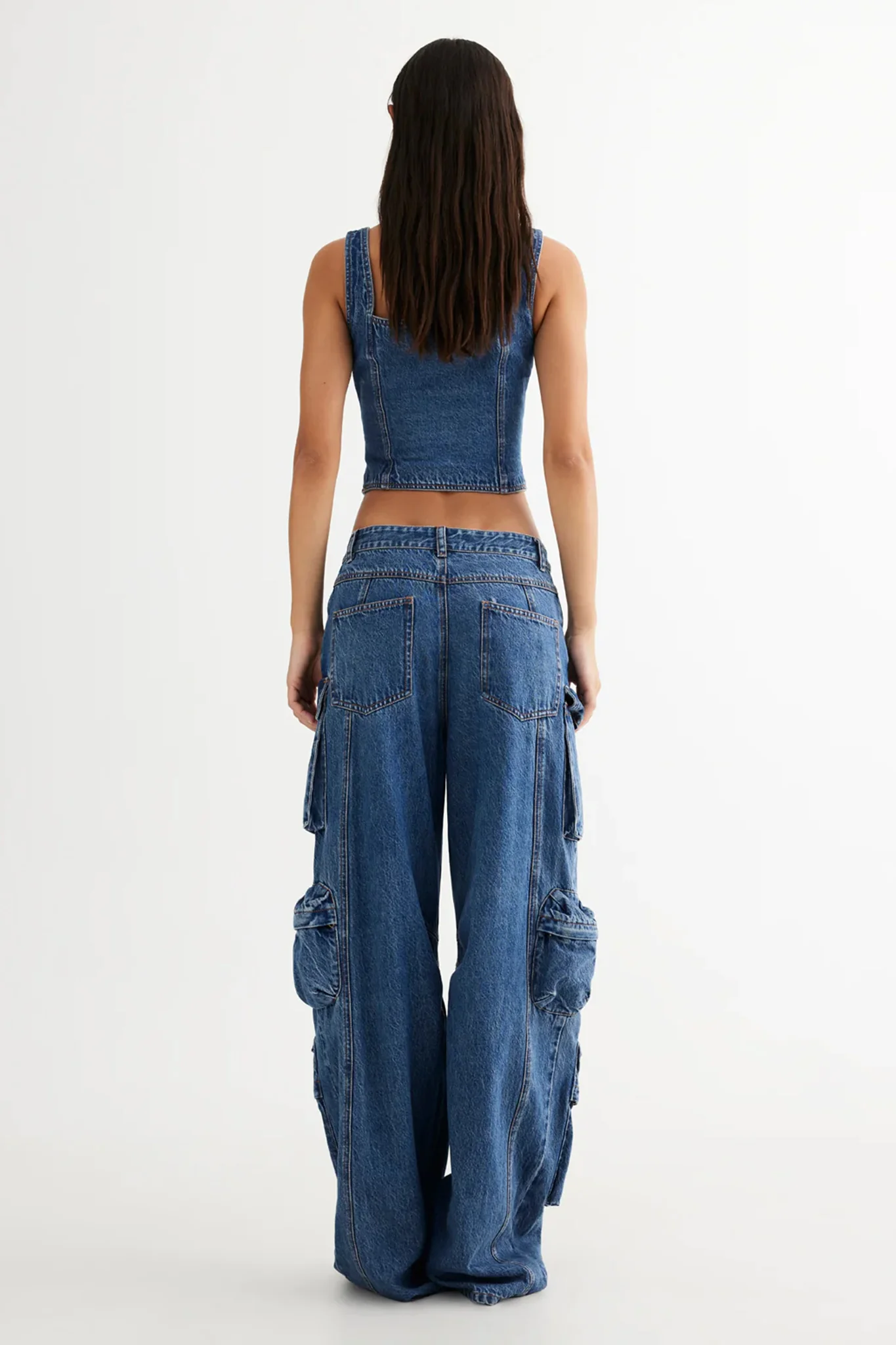 LIONESS After Hours Corset Top Blue Denim - Image 3