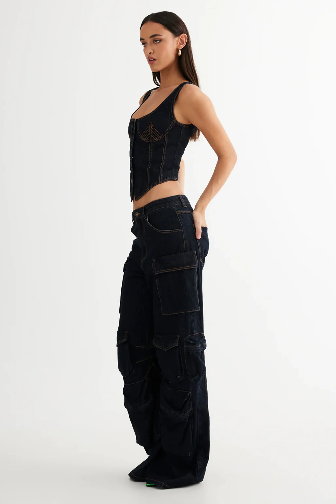LIONESS After Hours Corset Dark Denim - Image 4