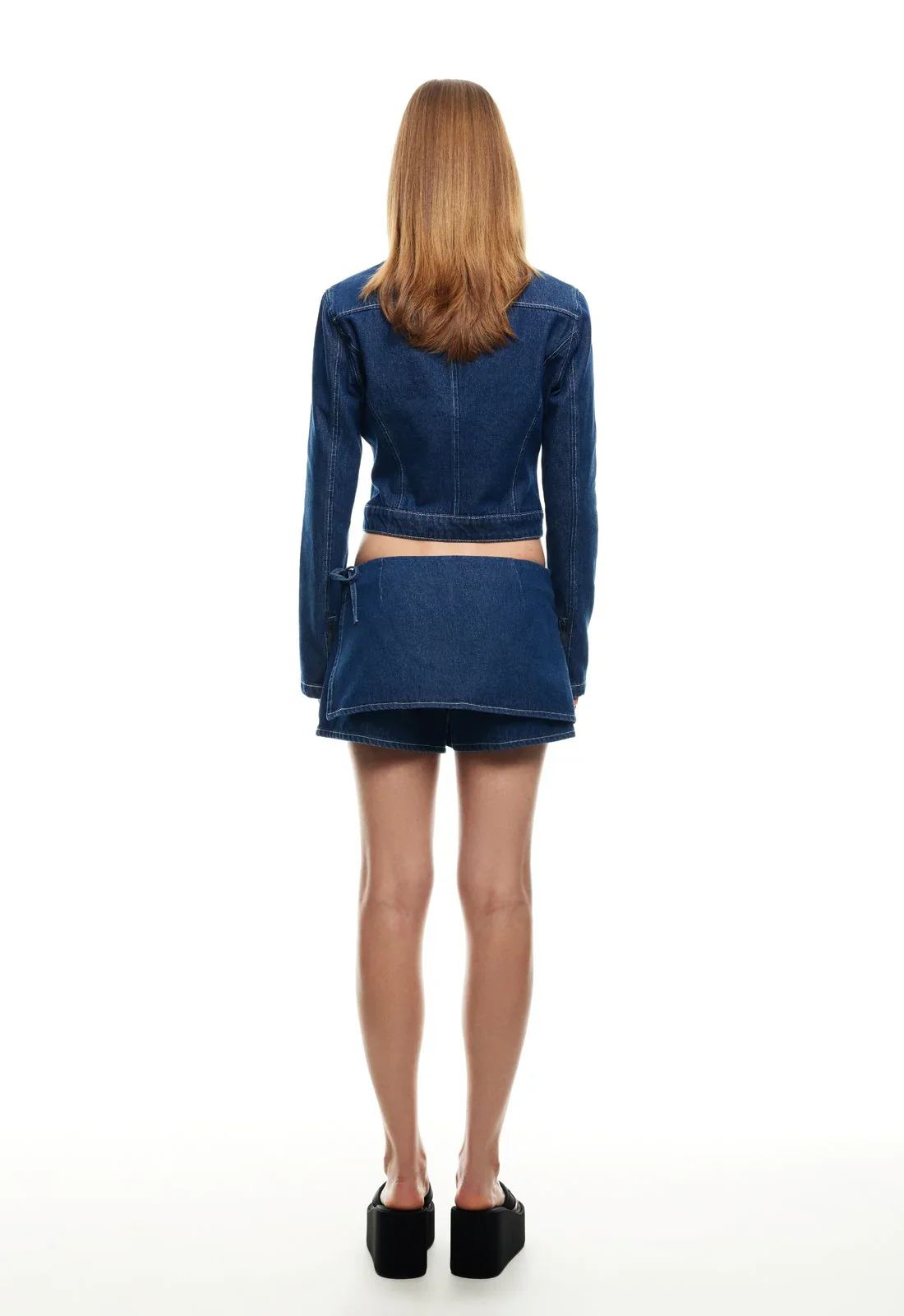 LIONESS Bella Moto Jacket Blue Denim - Image 2