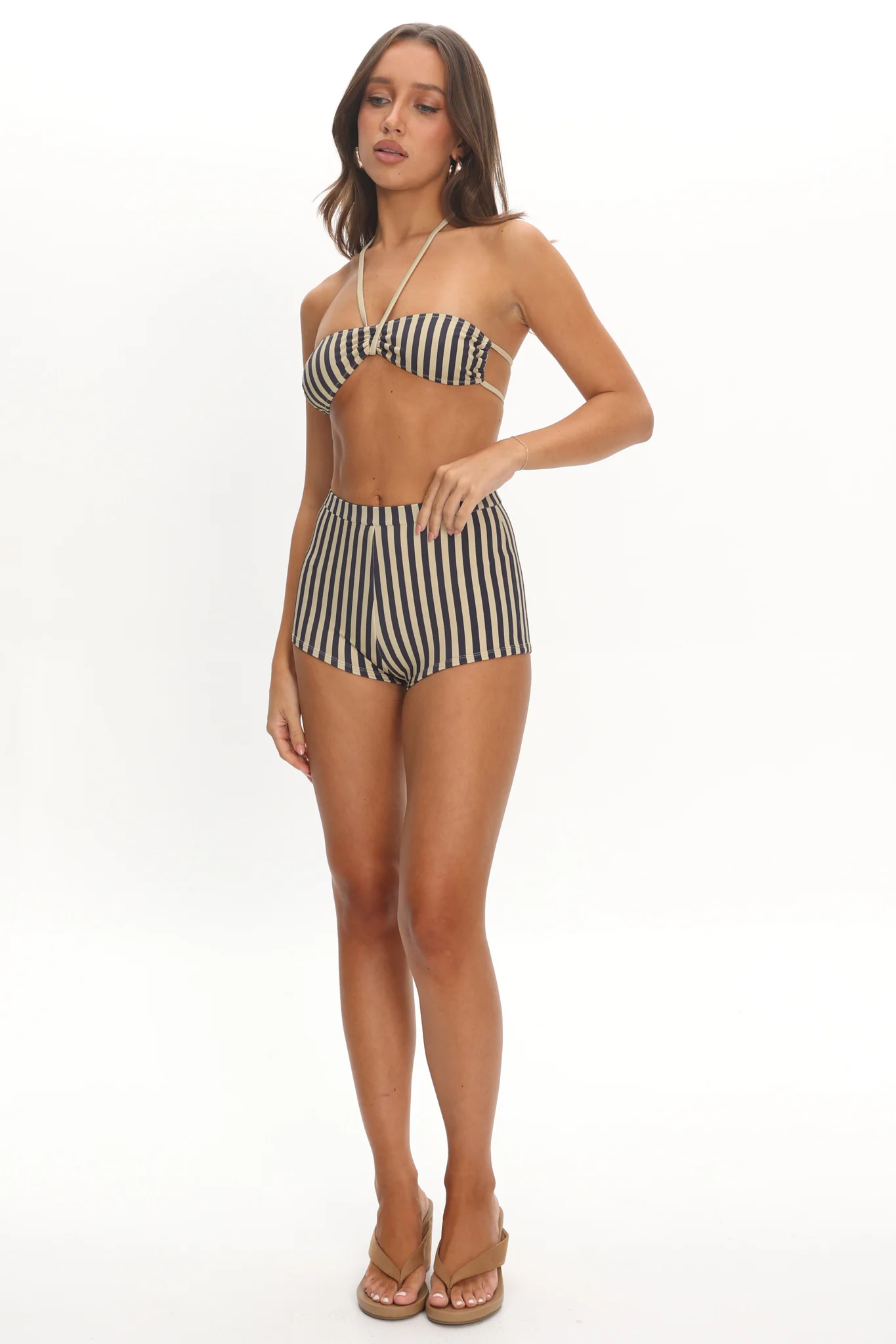LIONESS Bloom Booty Short Beige Stripe - Image 2