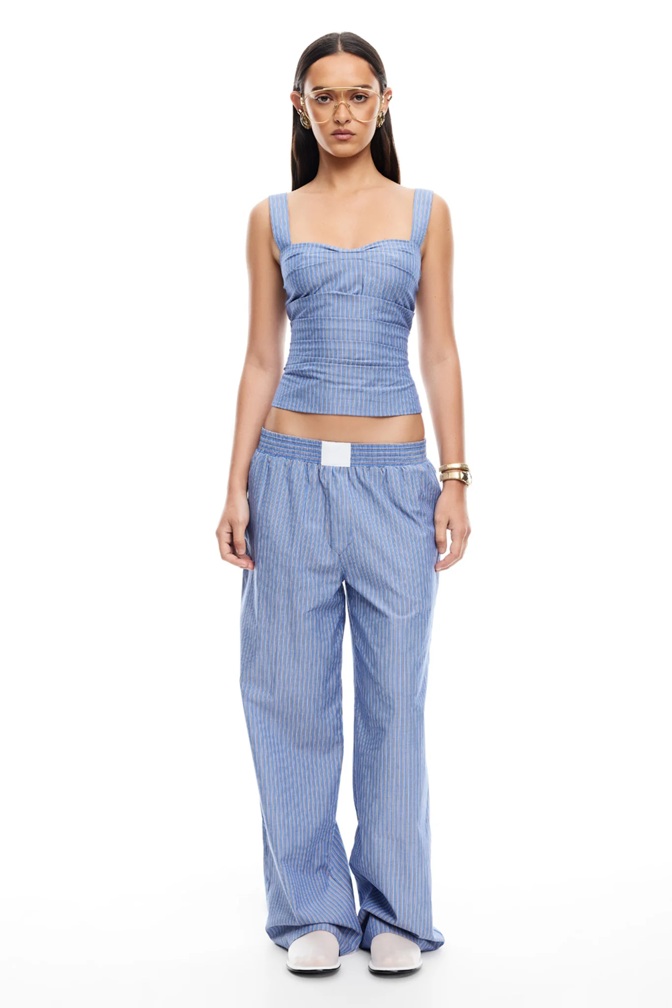 LIONESS Cobain Pants Navy Stripe - Image 2