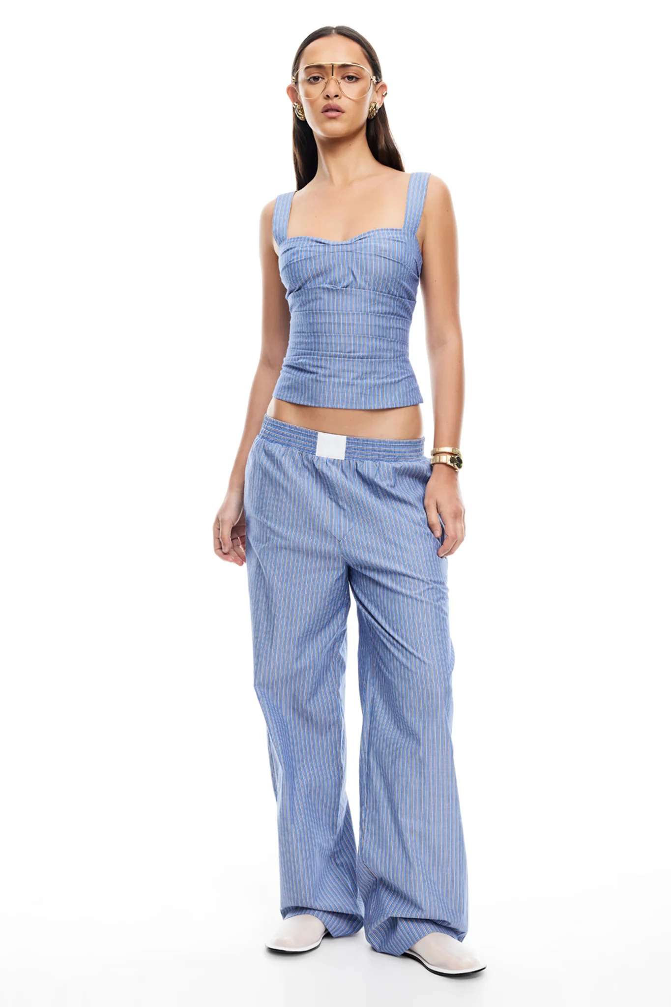 LIONESS Cobain Pants Navy Stripe - Image 5