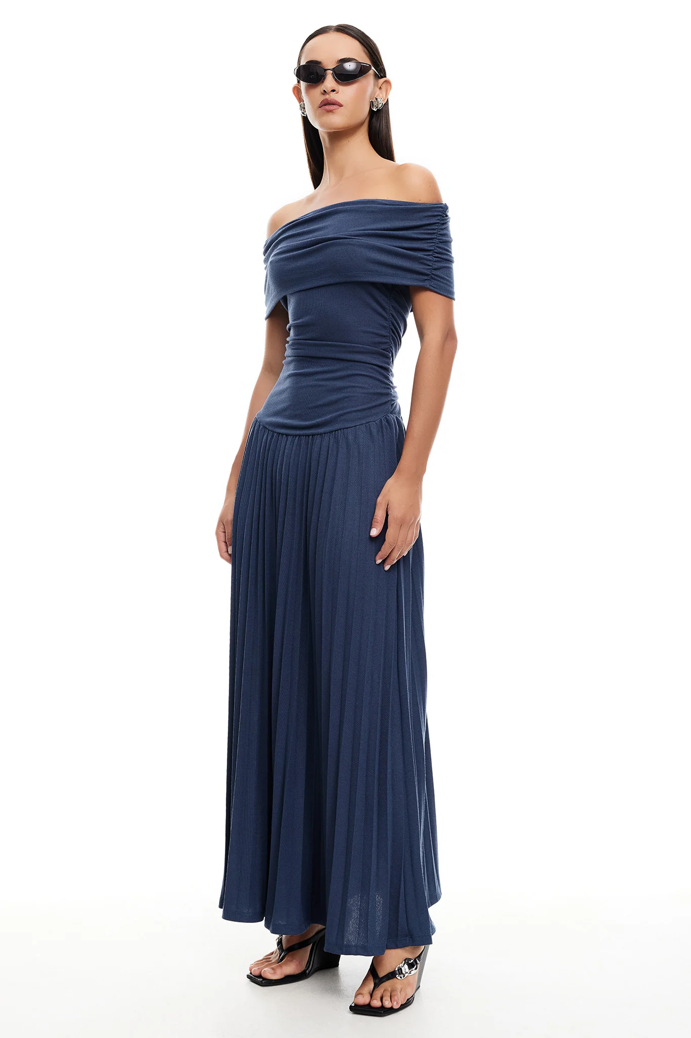 LIONESS Field Of Dreams Maxi Dress Navy - Image 3
