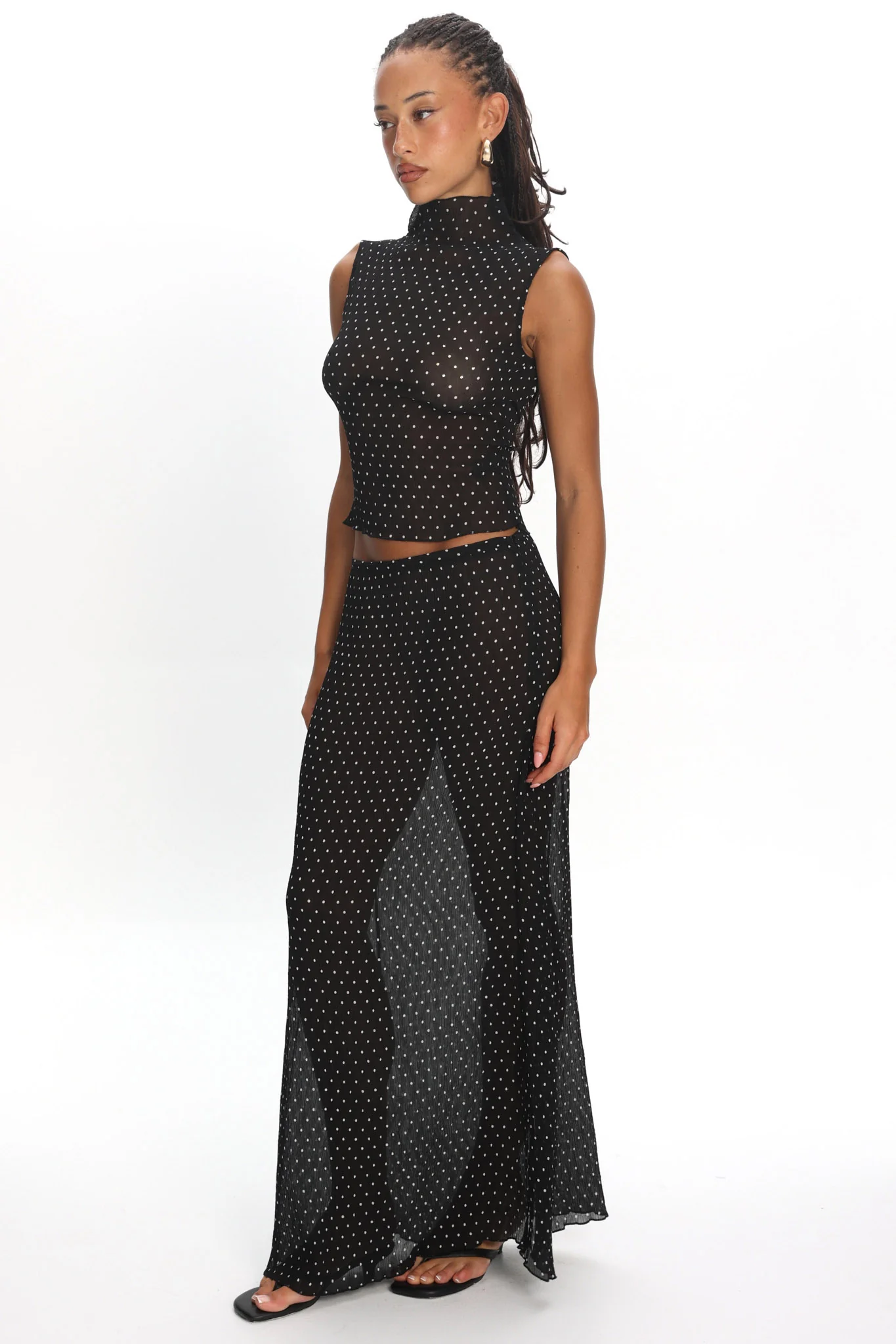 LIONESS Ford Maxi Skirt Onyx Polka - Image 2