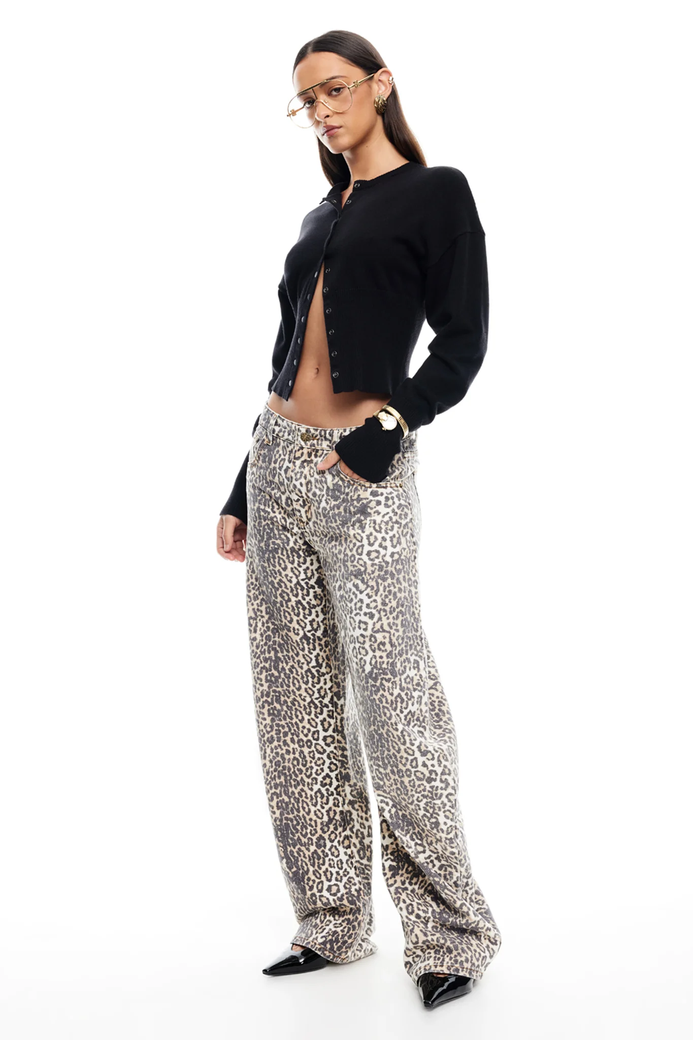 LIONESS Horseshoe Jeans Leopard Fade - Image 5