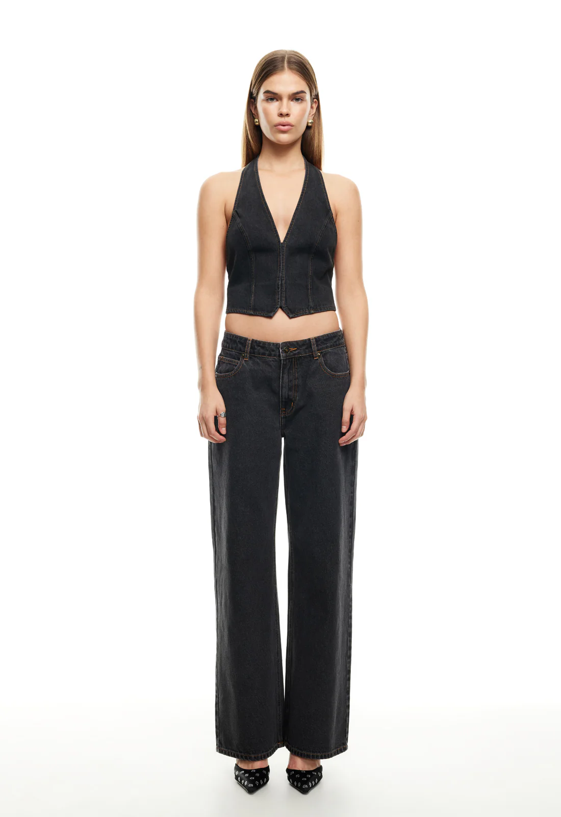 LIONESS Je Suis Halter Top Charcoal - Image 3