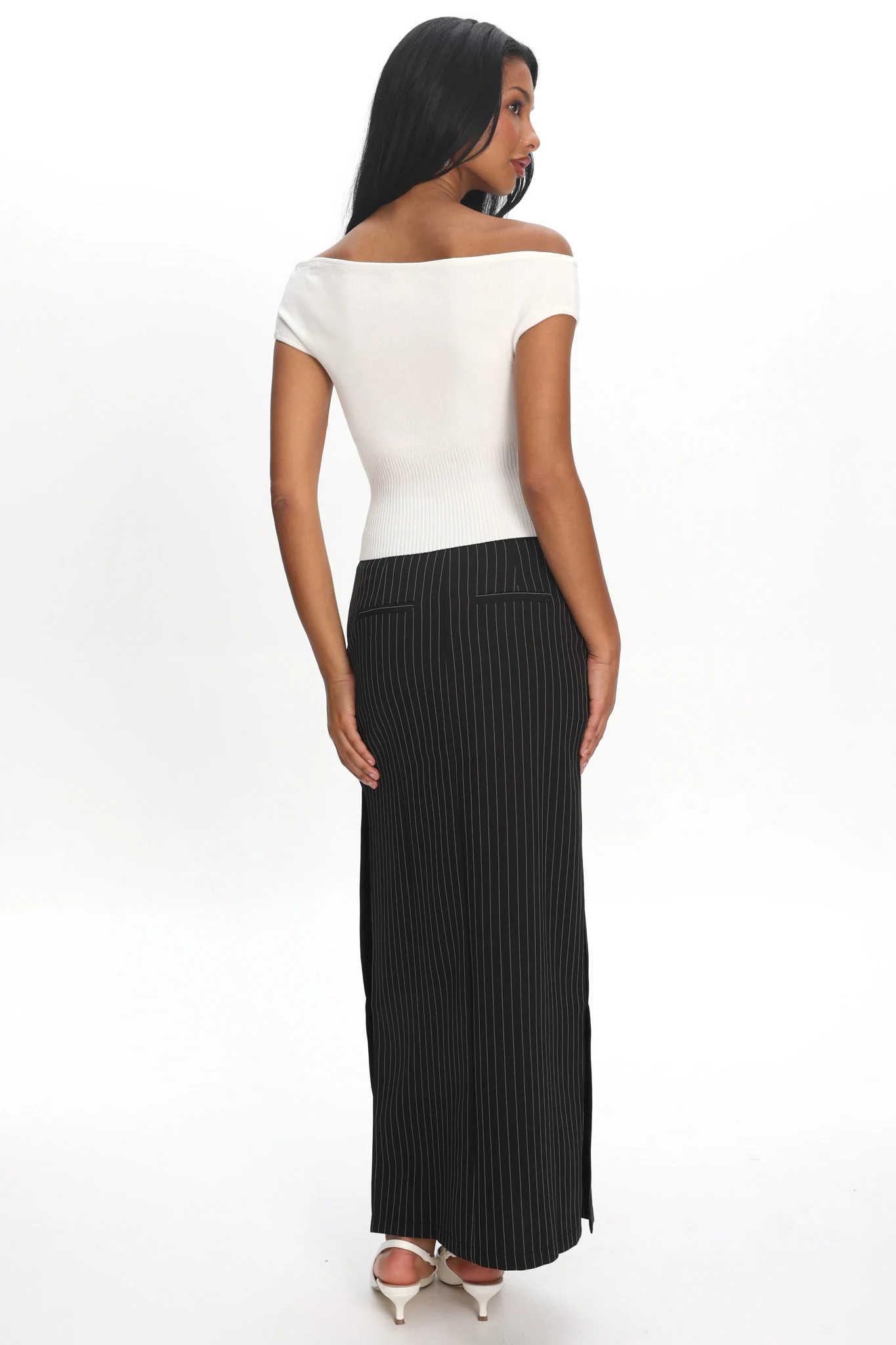 LIONESS Lune Maxi Skirt Onyx Pinstripe - Image 3