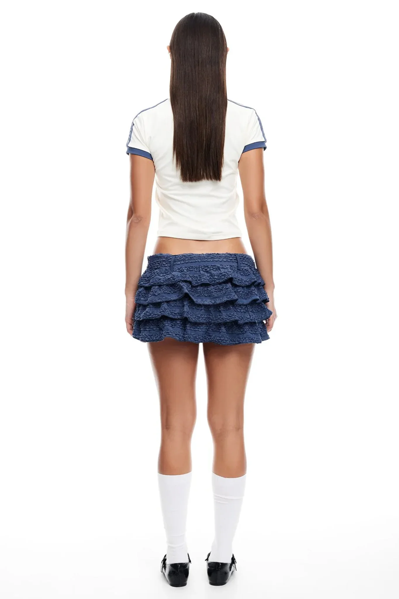 LIONESS Match Point Mini Skort Ivory Navy - Image 2