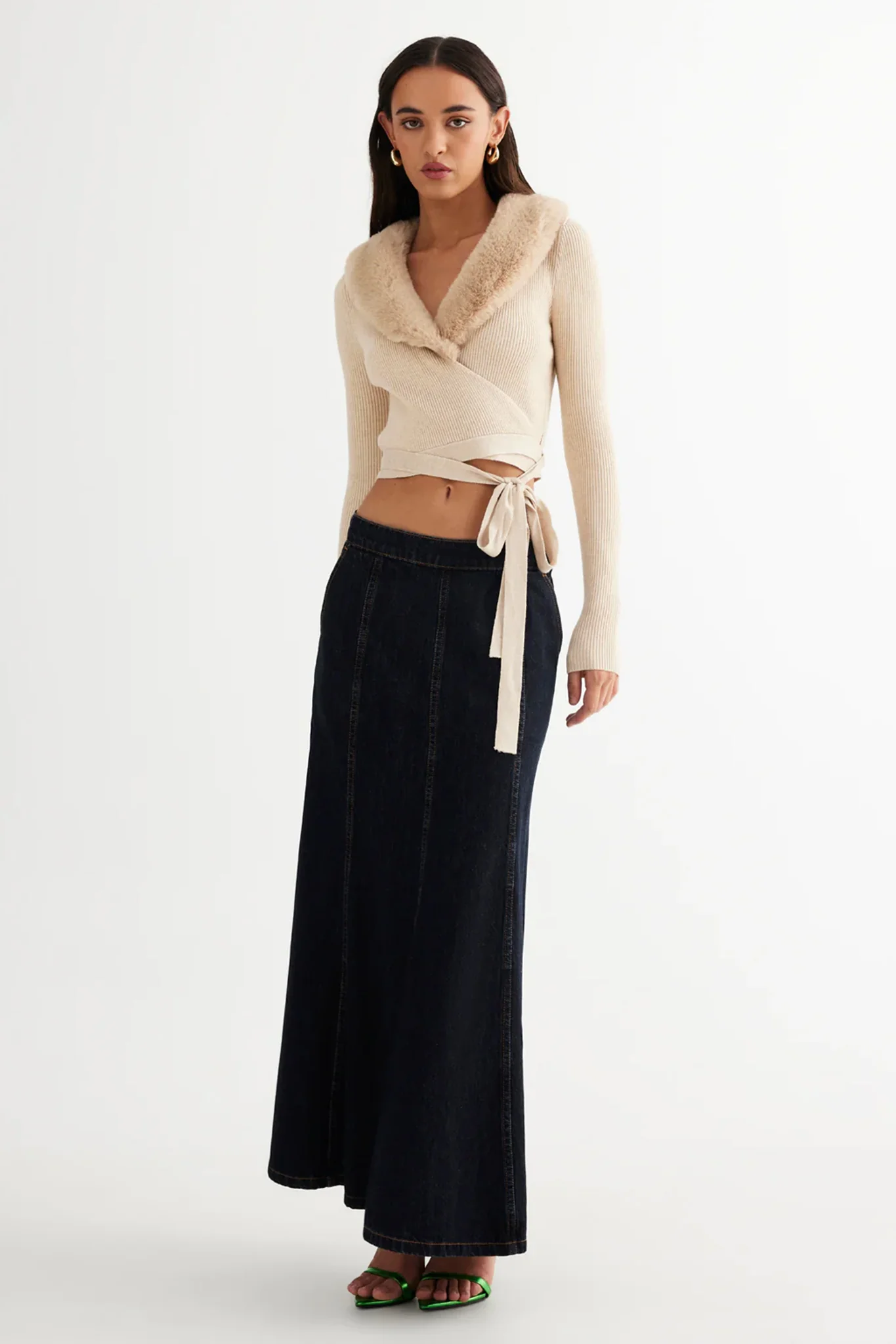 LIONESS Off Duty Wrap Top Beige - Image 4