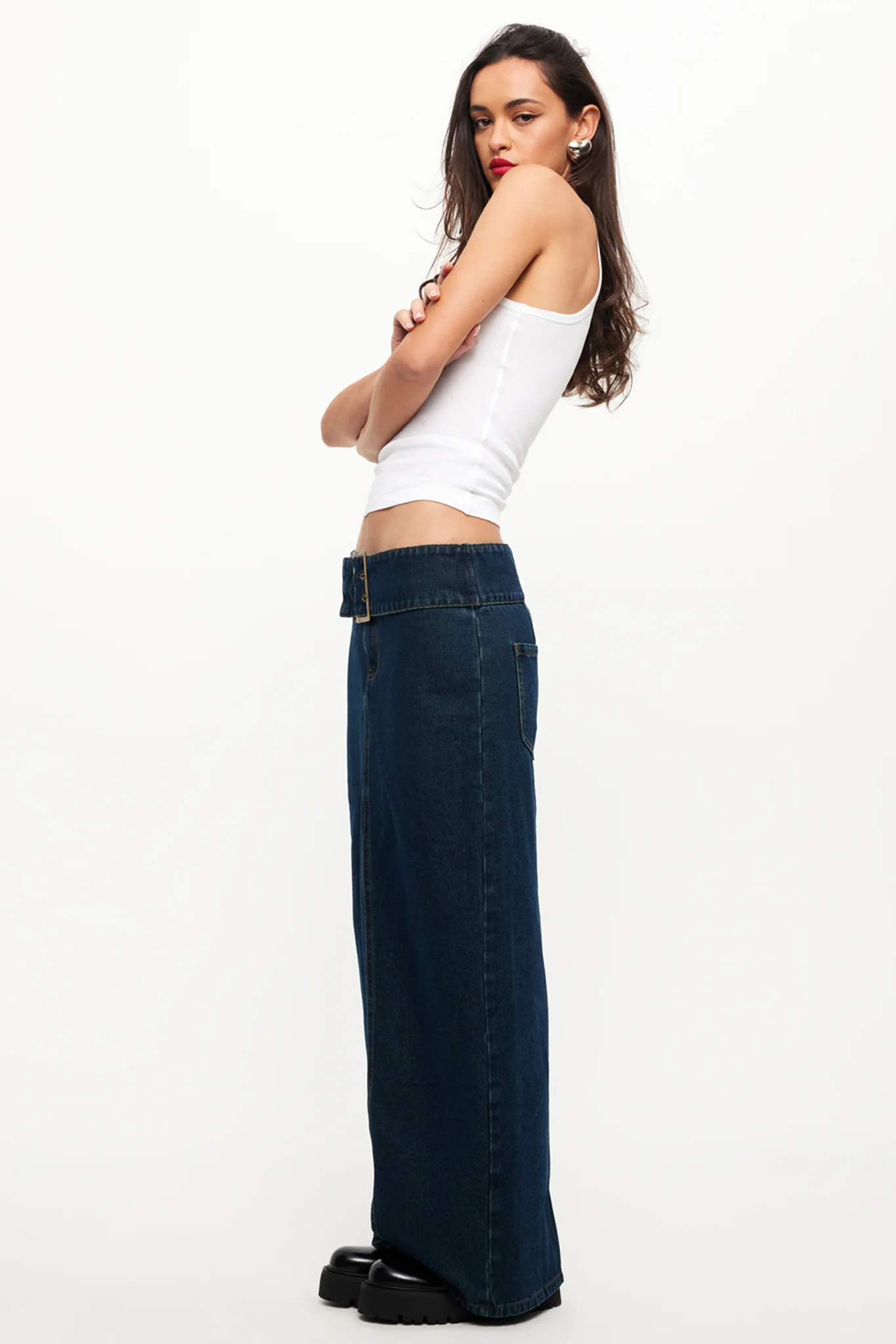 LIONESS Uma Denim Midi Skirt Denim Blue - Image 4