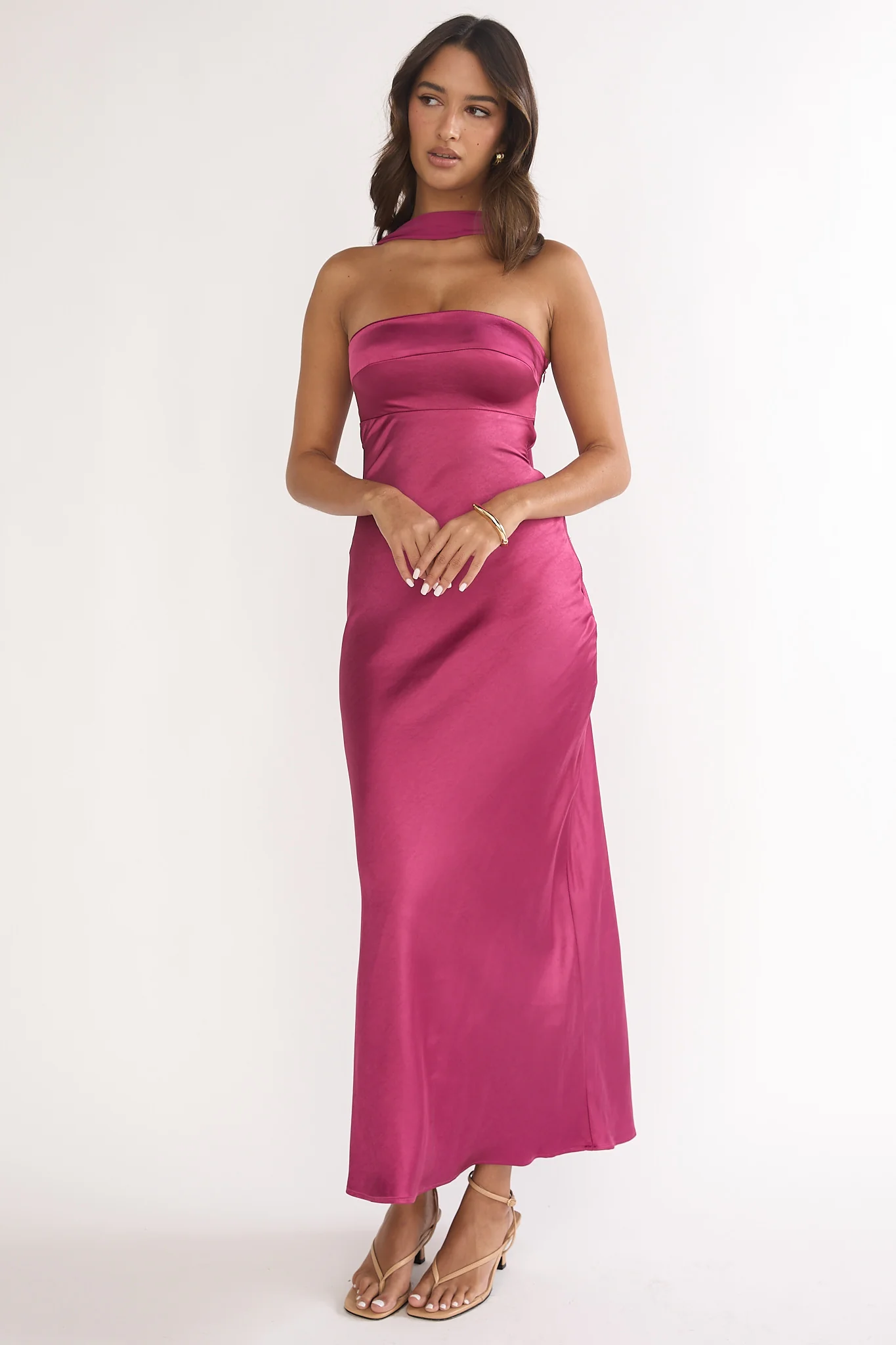 Lior Detachable Shoulder Maxi Dress Burgundy - Image 2