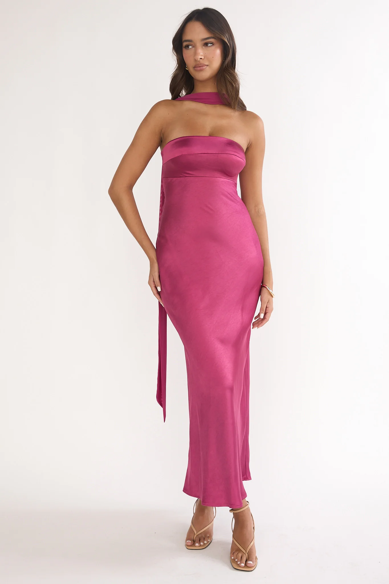 Lior Detachable Shoulder Maxi Dress Burgundy - Image 4