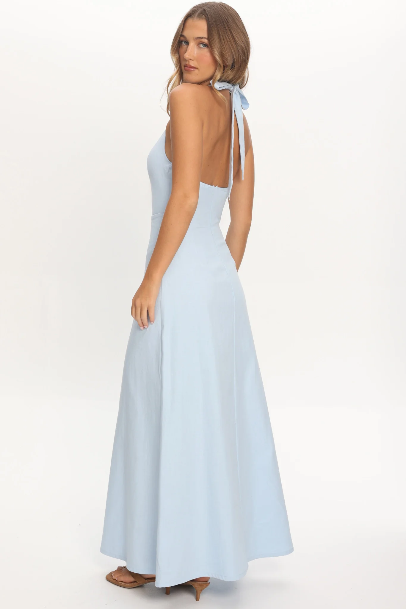 Lioren Plunging Halterneck Maxi Dress Blue - Image 3