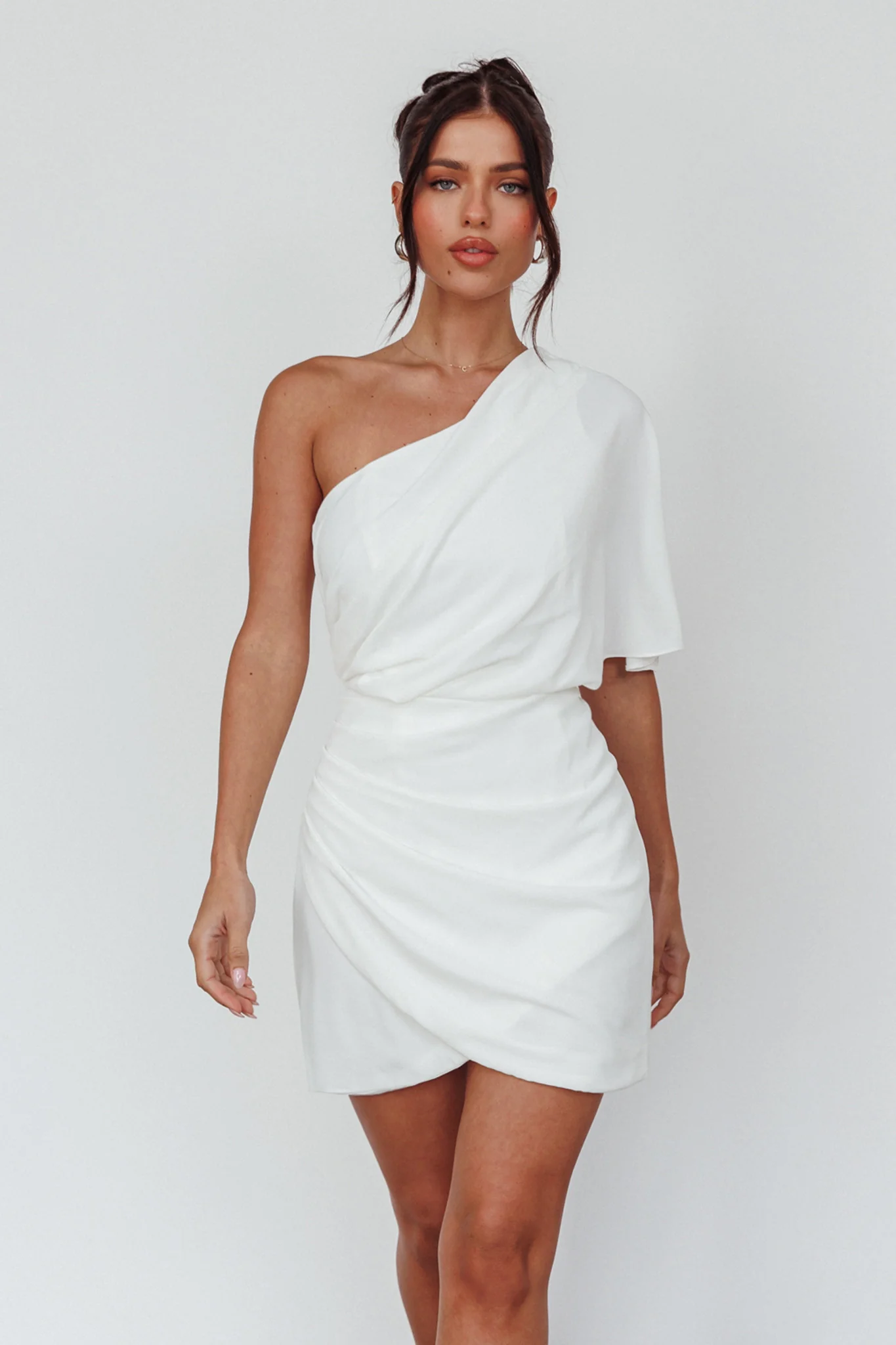 Lironne One Shoulder Mini Dress Off White - Image 6