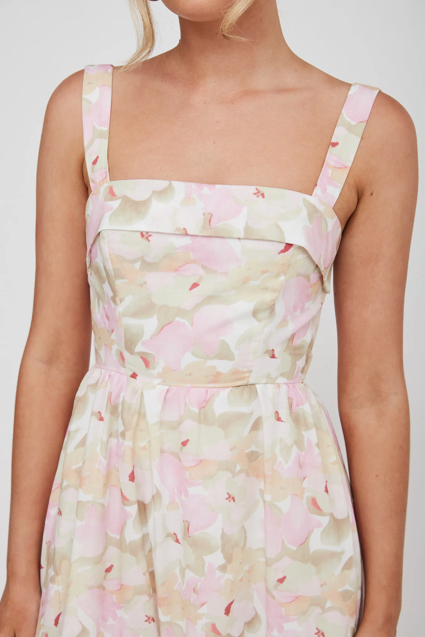 Lisseth Foldover Neckline Midi Dress Floral Pink - Image 4