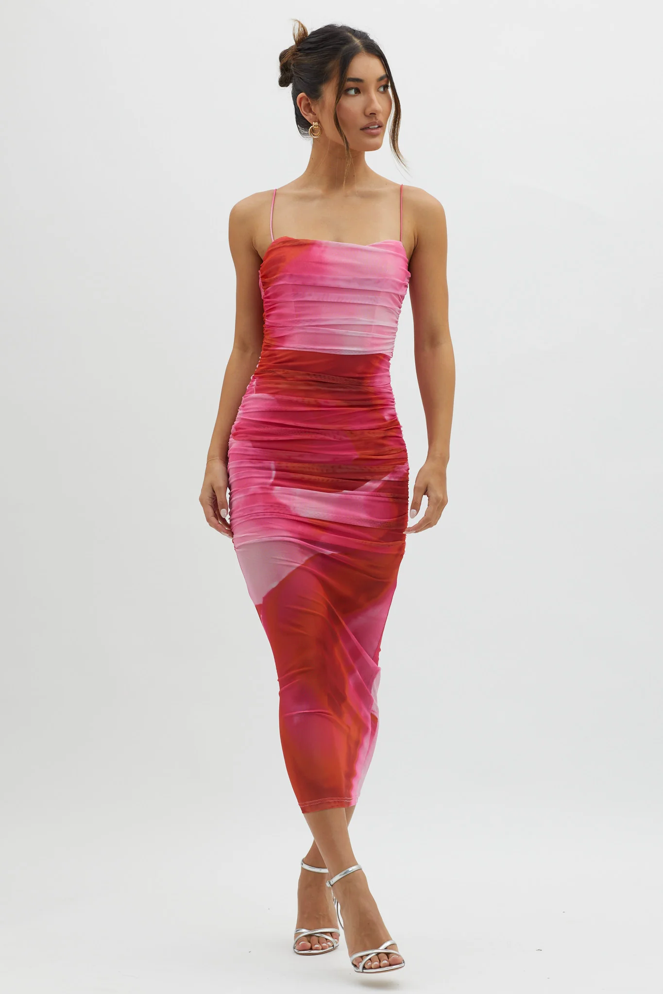 Logan Cami Strap Midi Dress Abstract Pink - Image 5