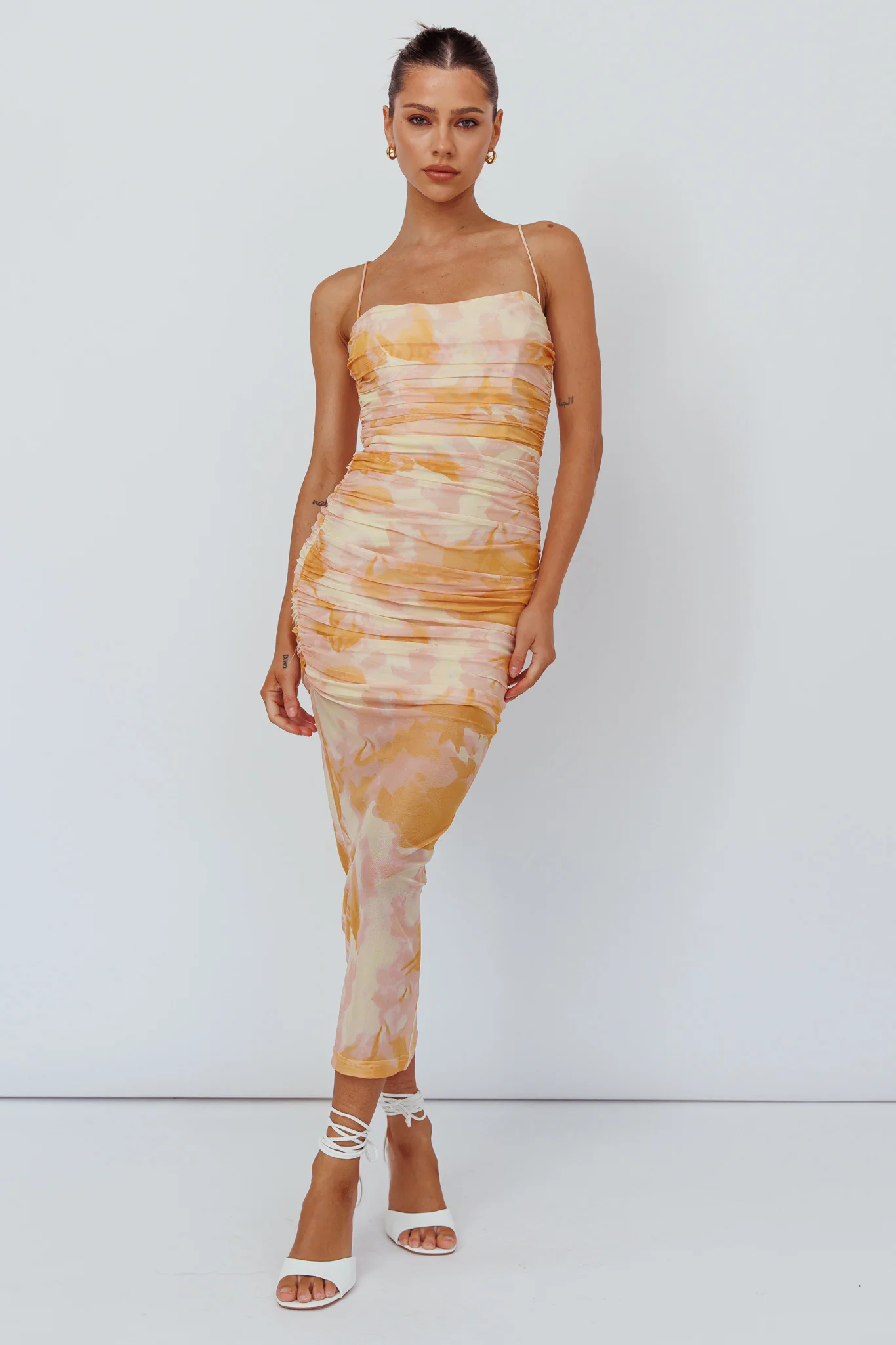 Logan Cami Strap Midi Dress Floral Yellow - Image 5