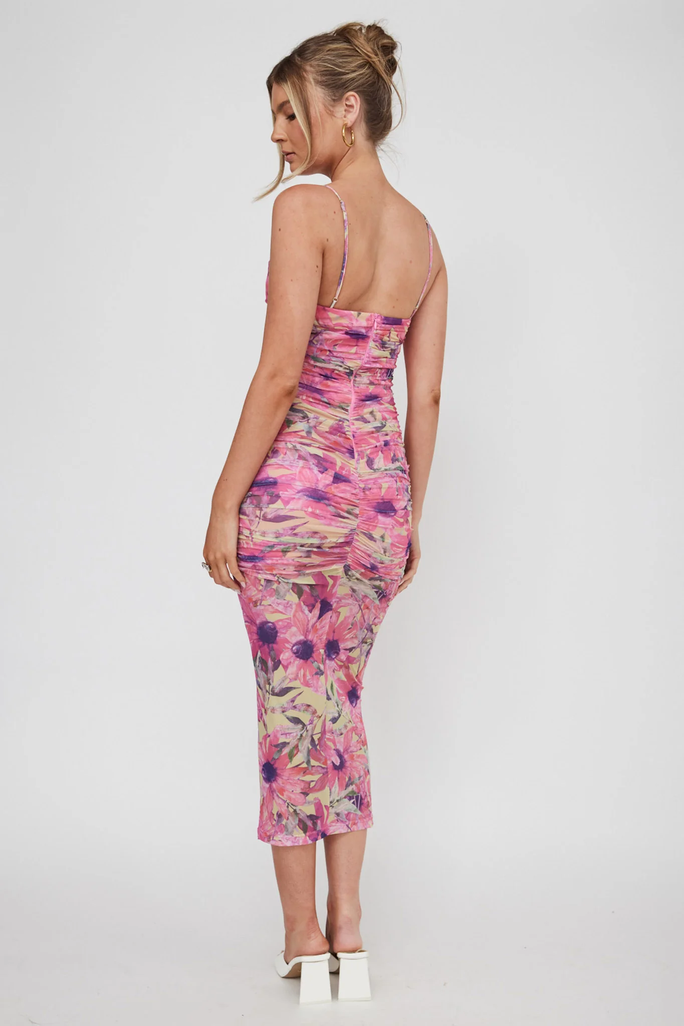 Logan Cami Strap Midi Dress Flower Pink - Image 2