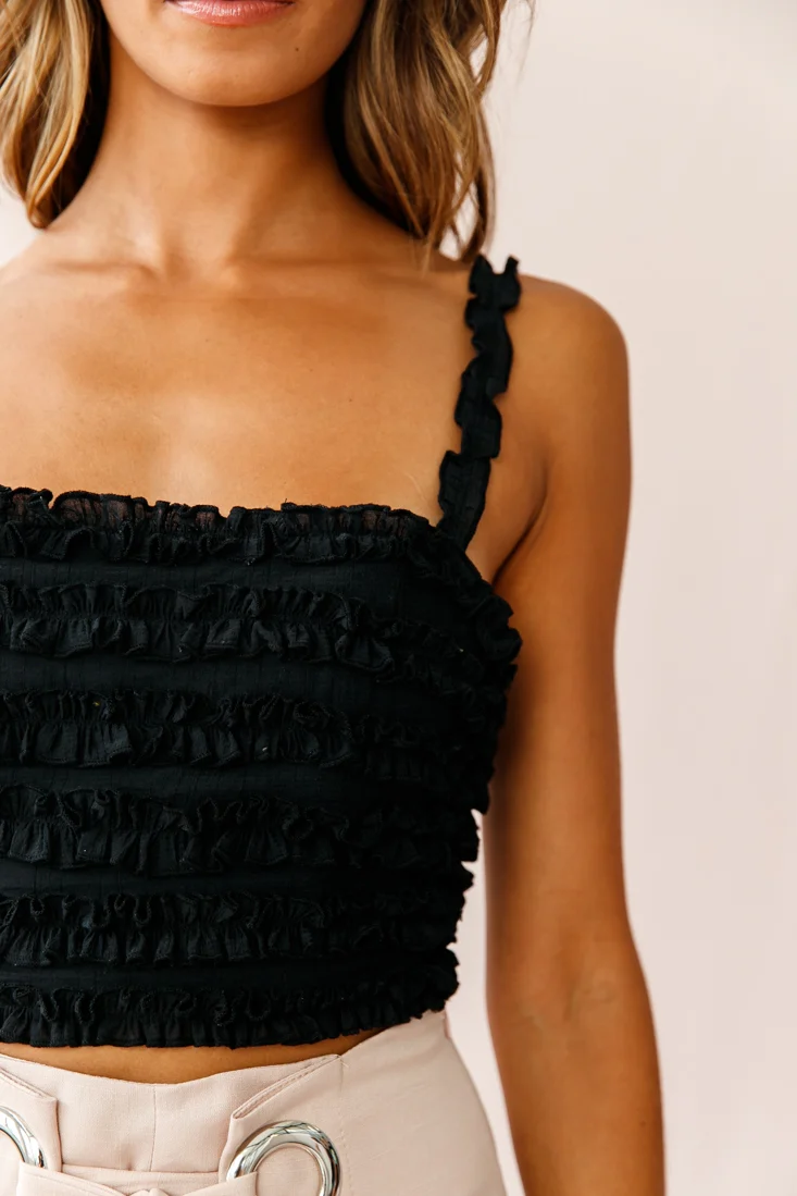 Lolita Frill Embellished Crop Top Black - Image 4