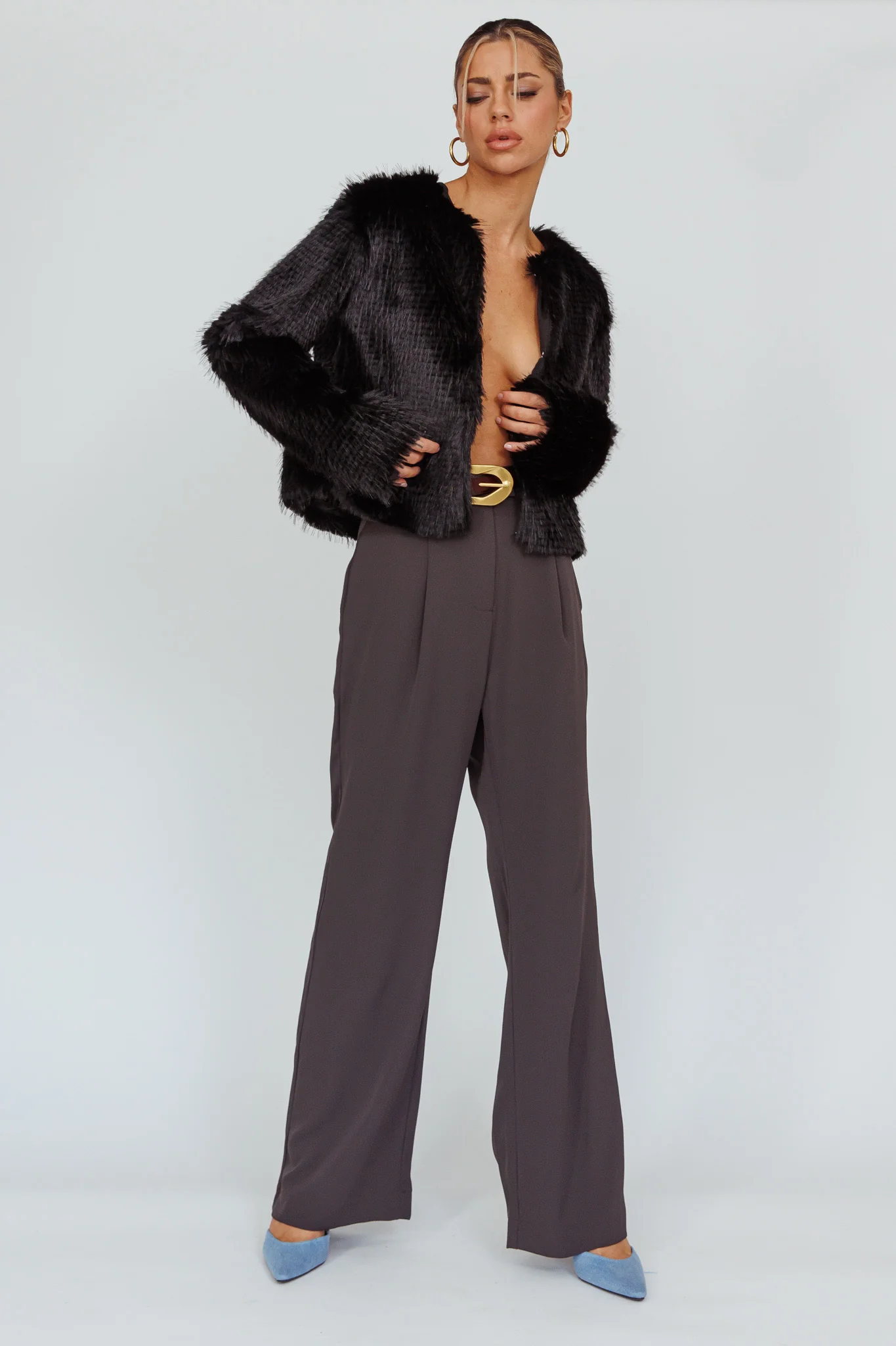 London Day Faux Fur Jacket Black - Image 5