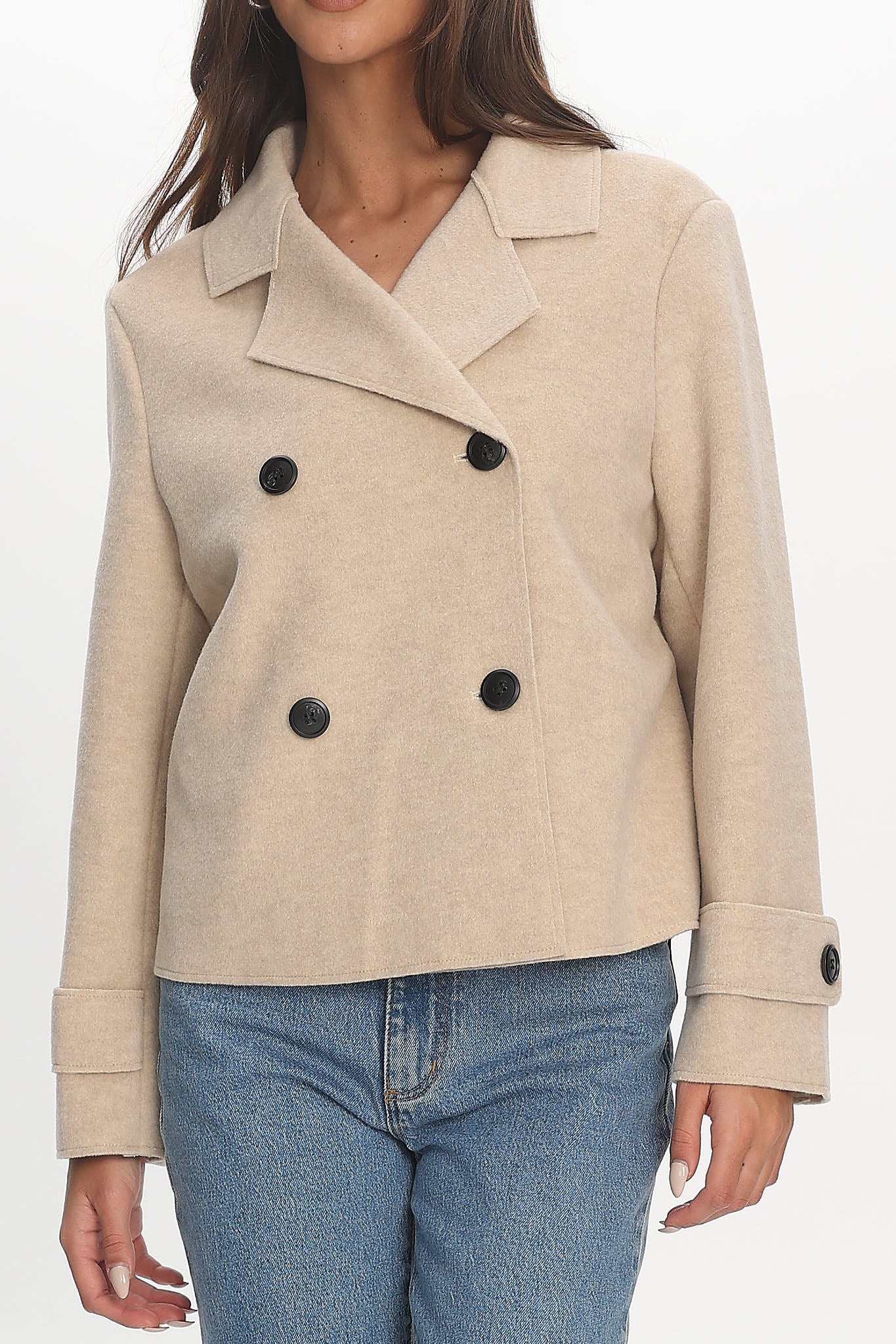 London Night Double-Breasted Coat Oat - Image 5