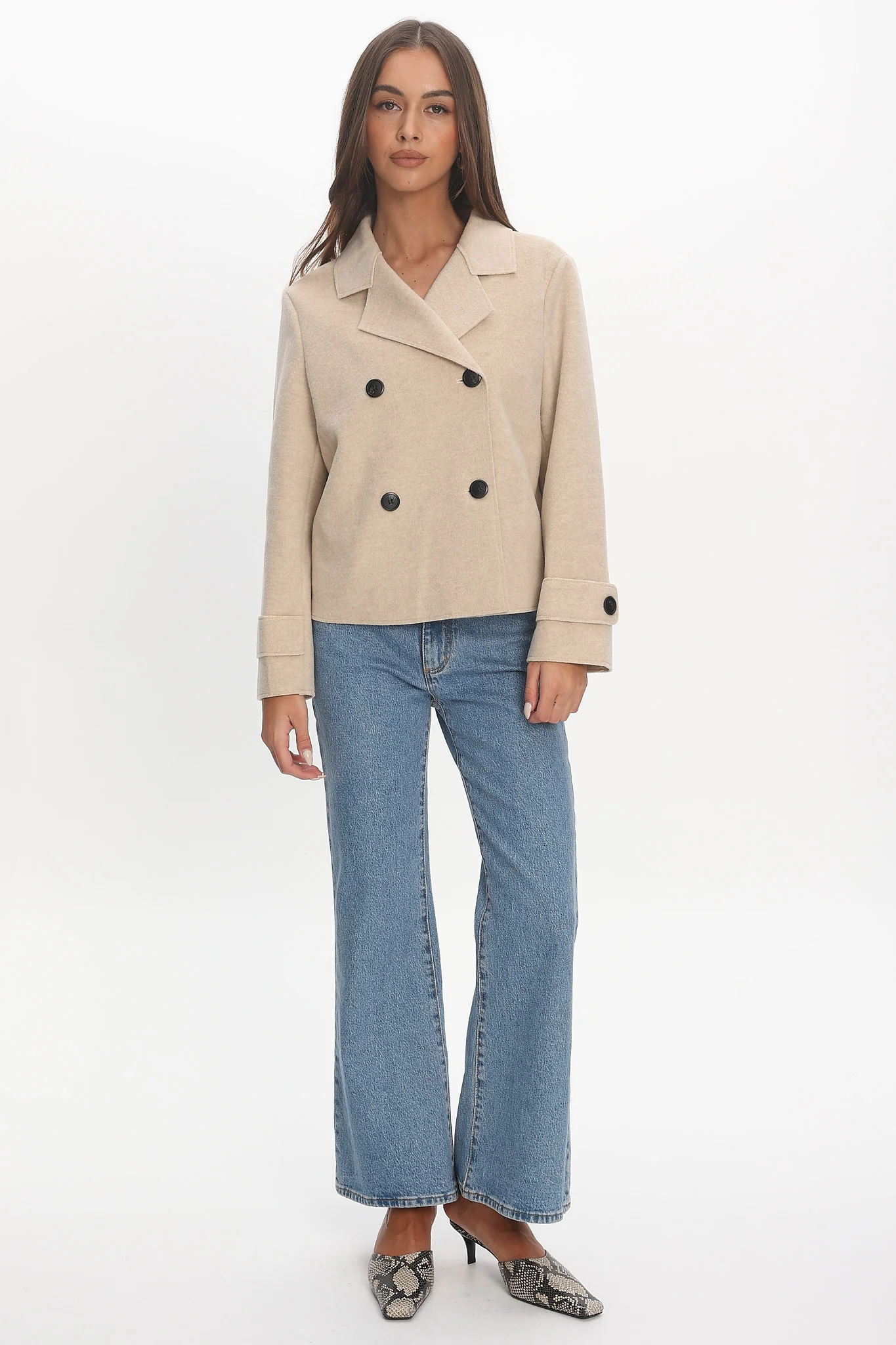 London Night Double-Breasted Coat Oat - Image 6