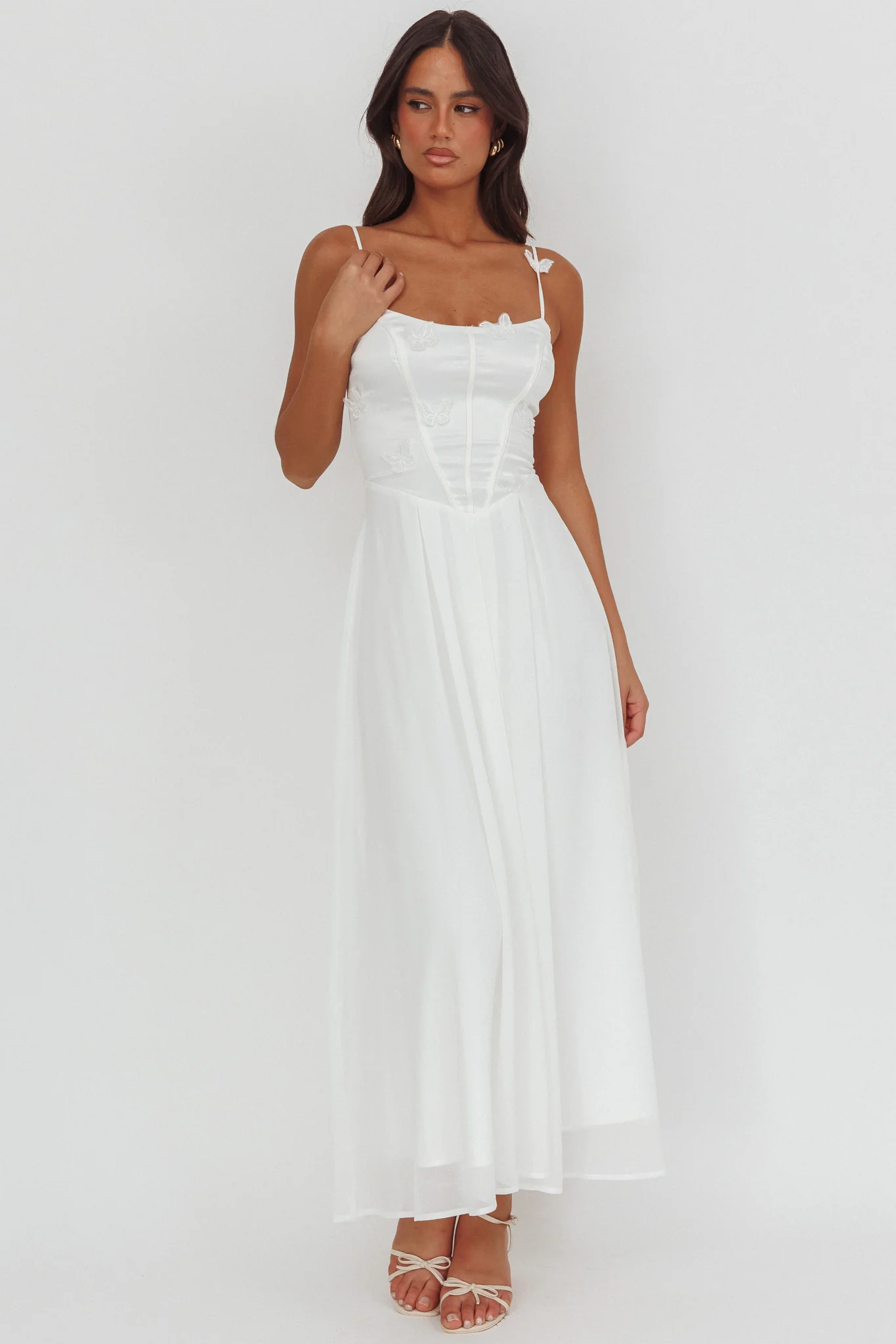 Lora Cami Strap Butterfly Dress White - Image 4