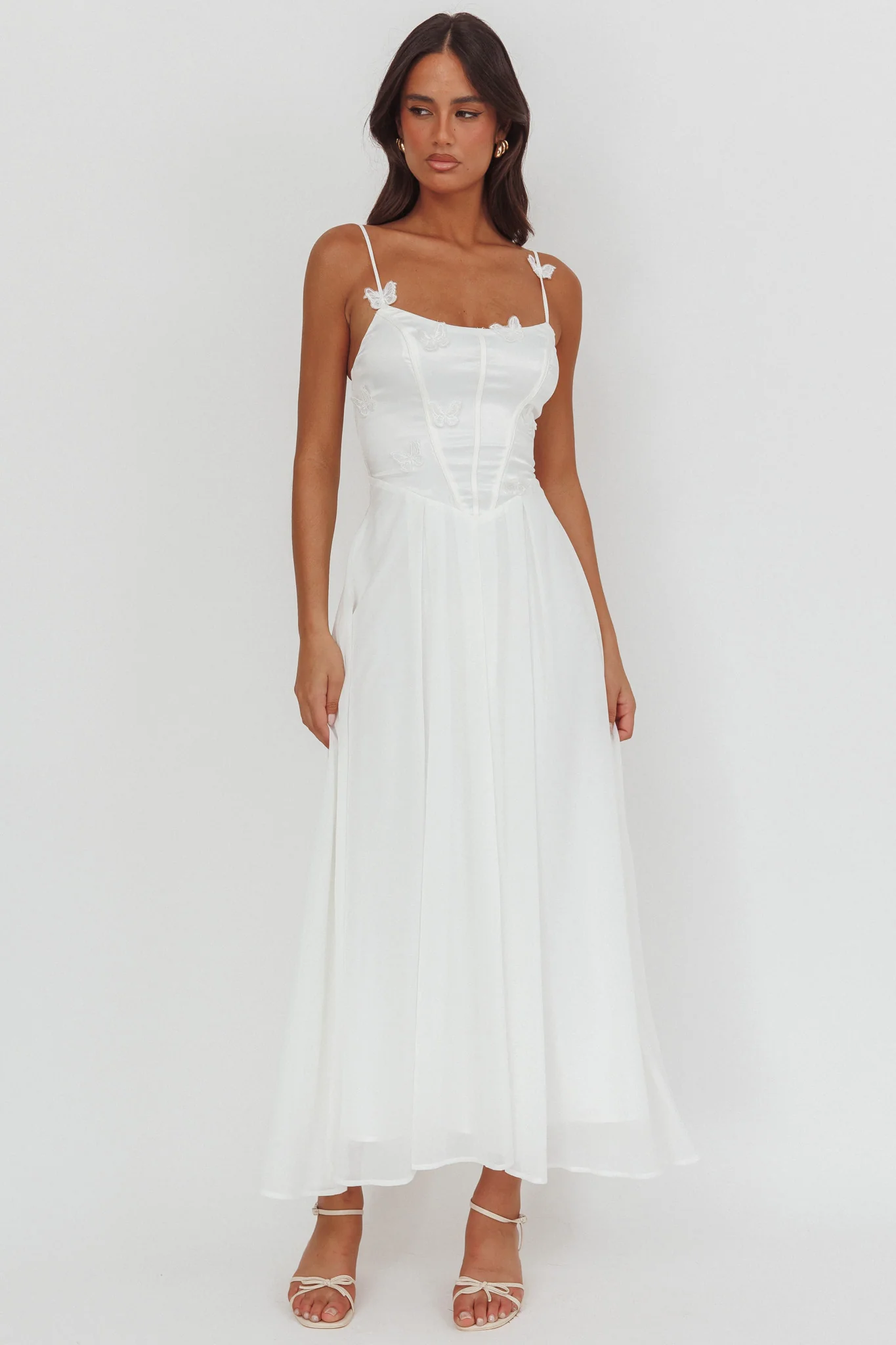 Lora Cami Strap Butterfly Dress White - Image 5