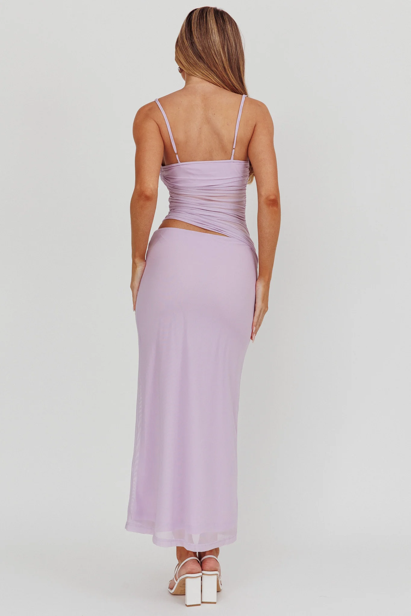 Lorely Gathered Bodice Maxi Dress Lilac - Image 3