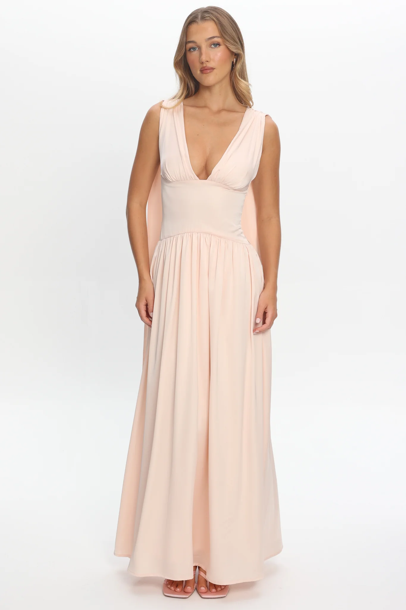 Lorienne Shoulder Sash Maxi Dress Pearl - Image 2