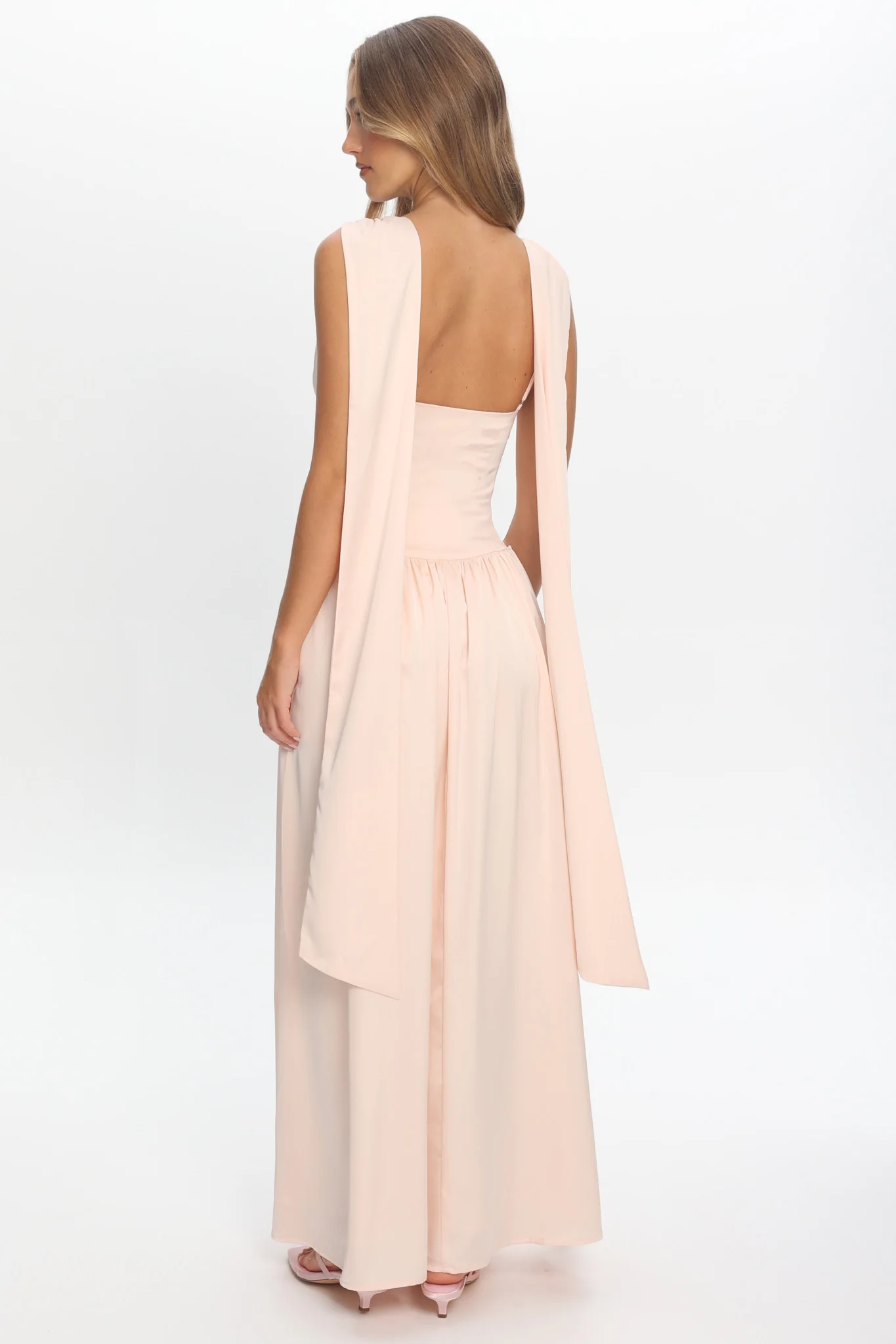 Lorienne Shoulder Sash Maxi Dress Pearl - Image 3