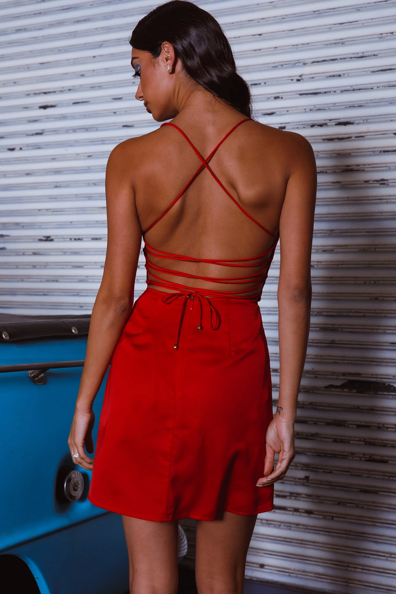 Lost In A Dream Pintuck Bust Mini Dress Red - Image 8